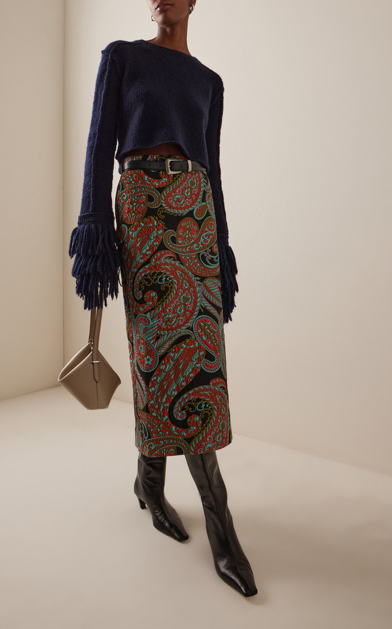 Etro Paisley Brocade A-Line Midi Skirt multi outlook