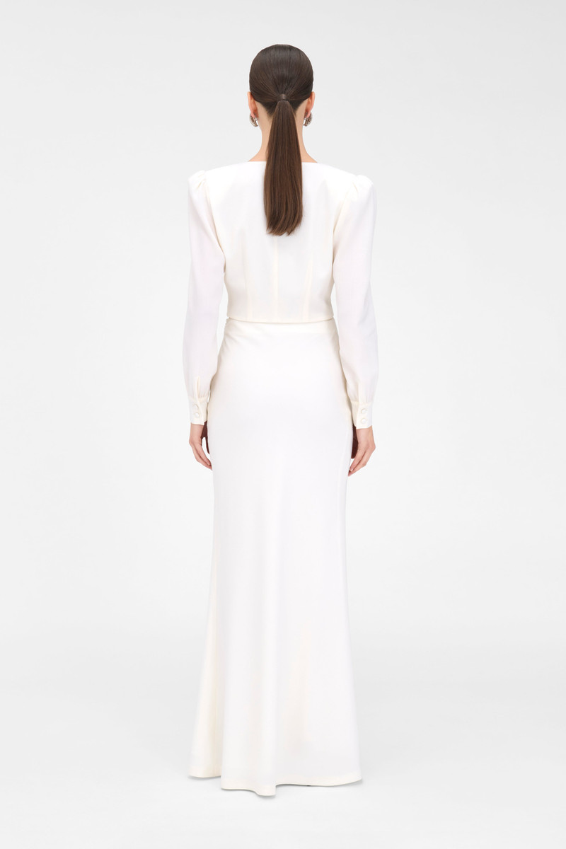 Alessandra Rich WOOL CREPE LONG SKIRT outlook