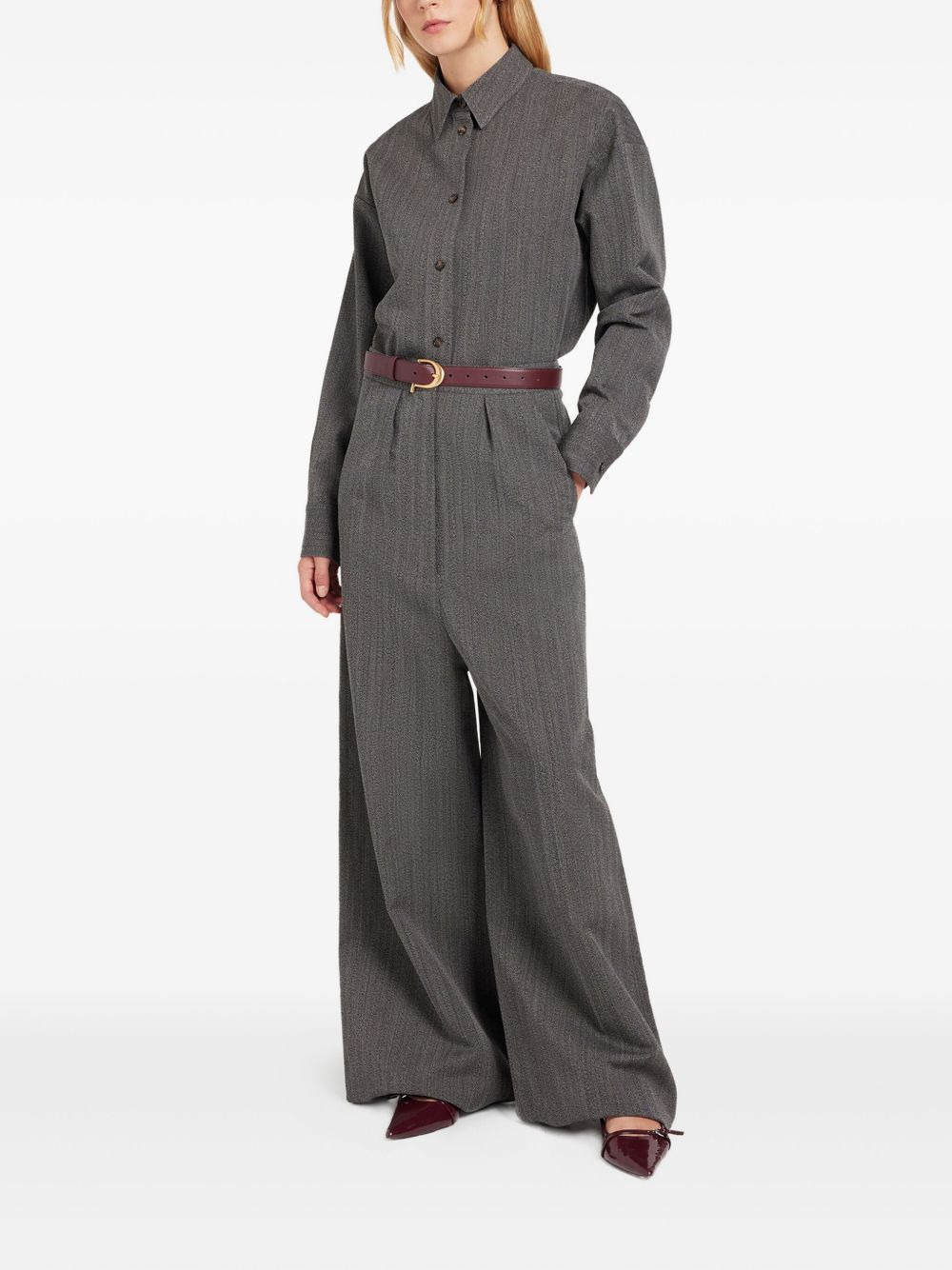 pleated herringbone trousers - 2