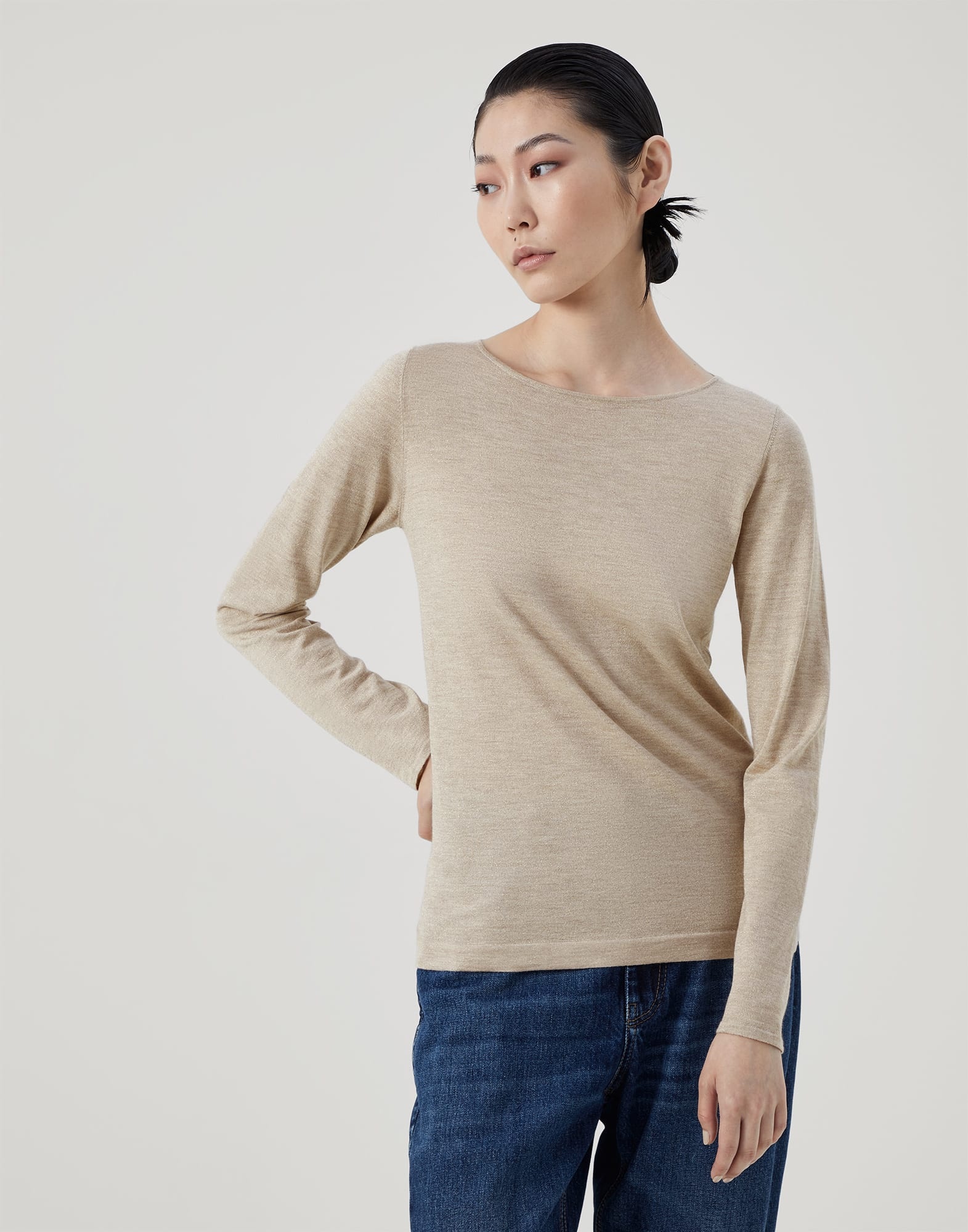 Cashmere and silk sparkling lightweight sweater - 1