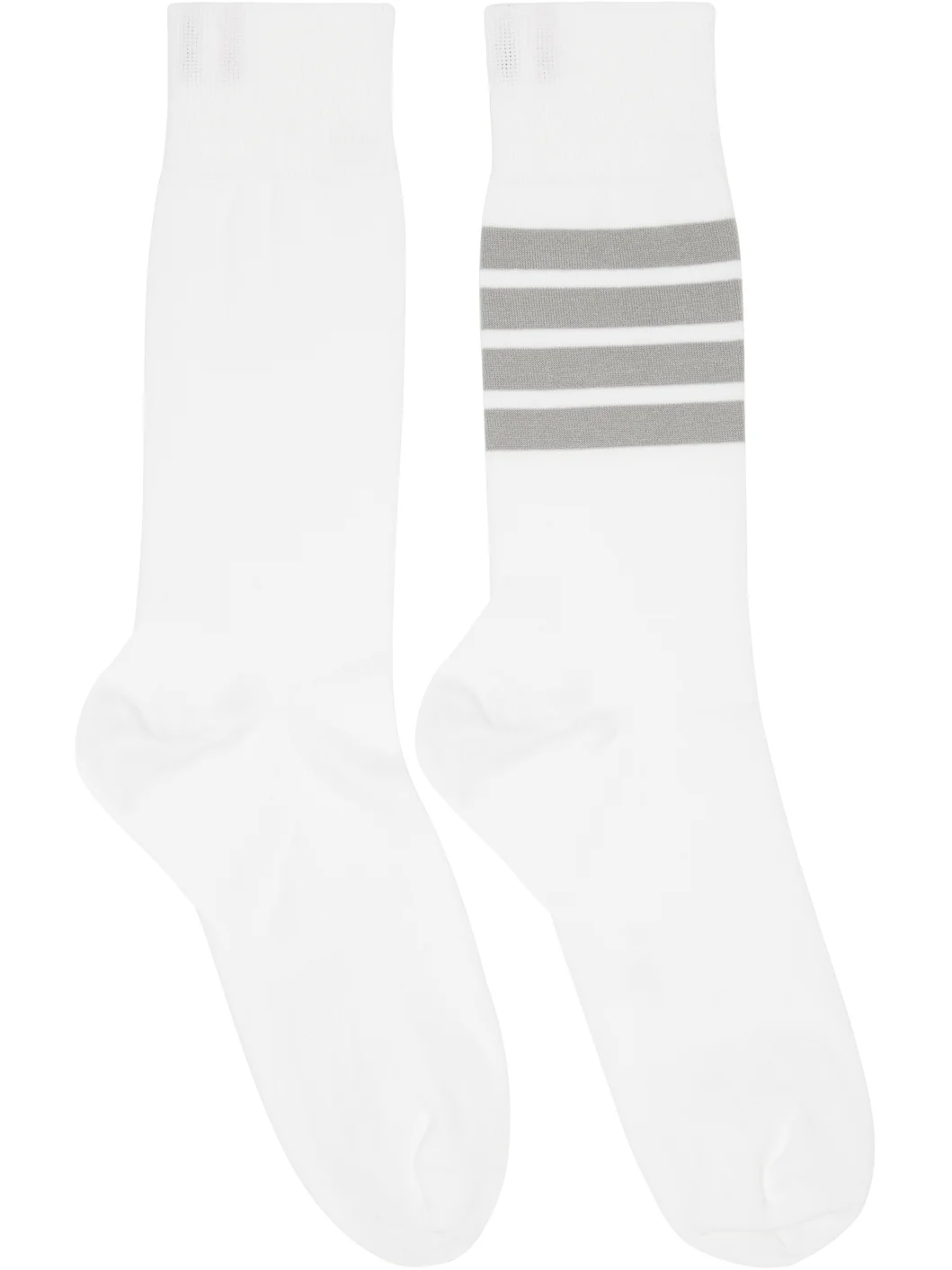 White Lightweight Cotton 4-Bar Mid Calf Socks - 1