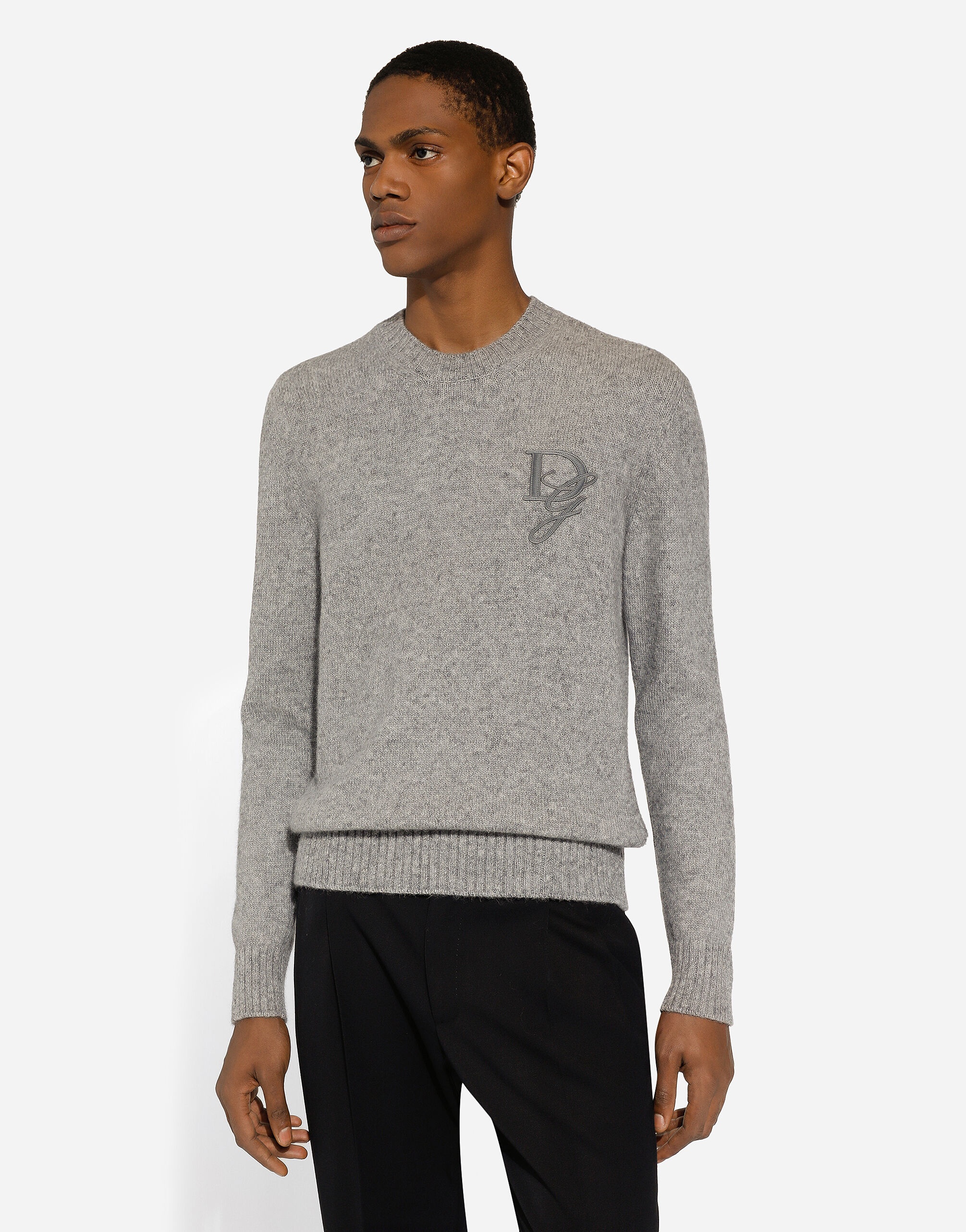 Round-neck wool sweater with DG embroidery - 4