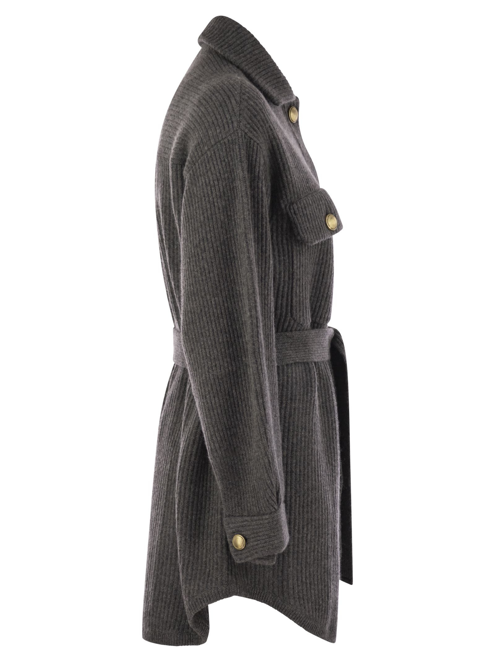 Brunello Cucinelli Women Cardigan In Virgin Wool, Cashmere And Silk English Rib With Metal Buttons A - 3