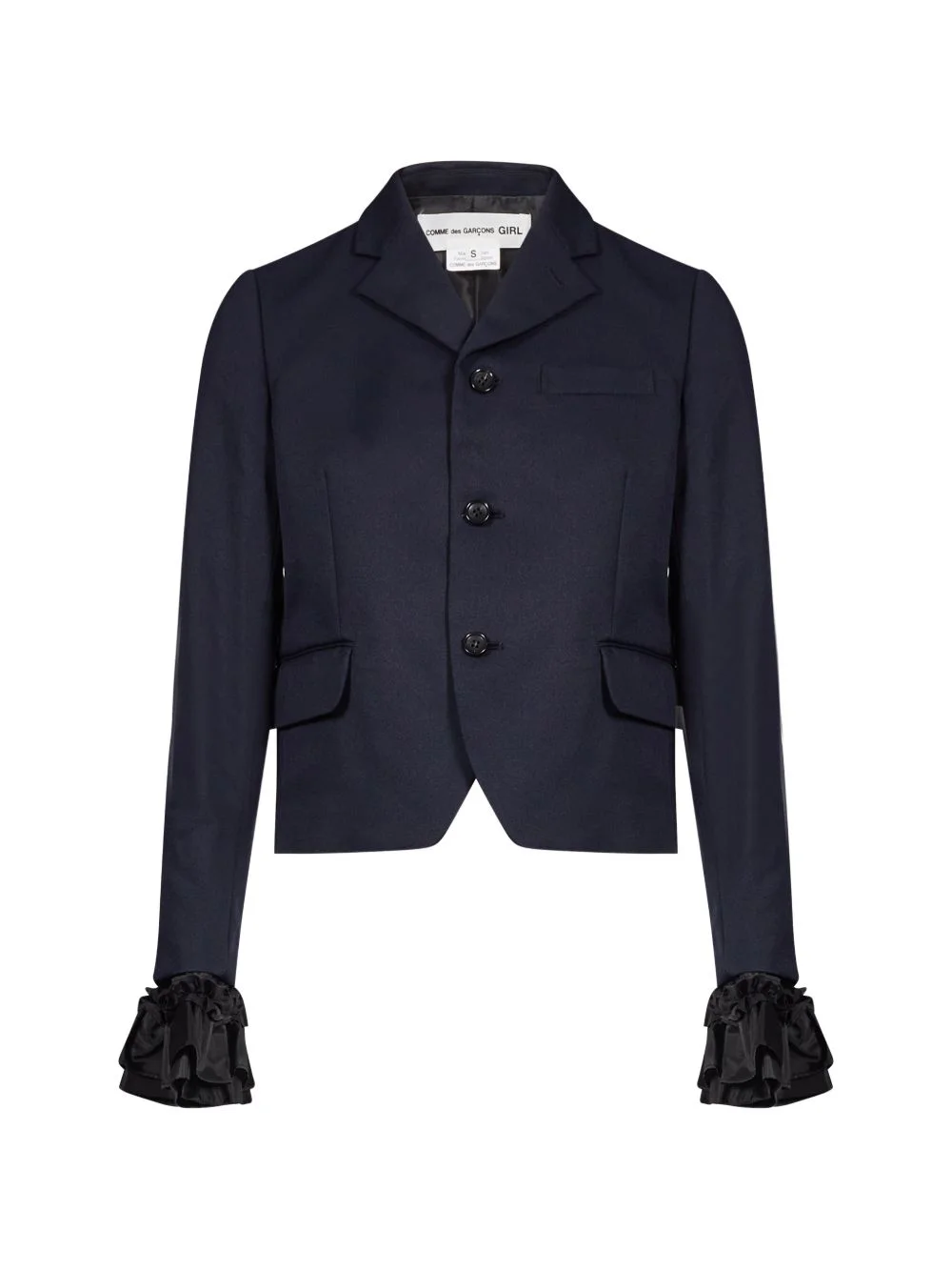 ruffle-trimmed blazer jacket - 1