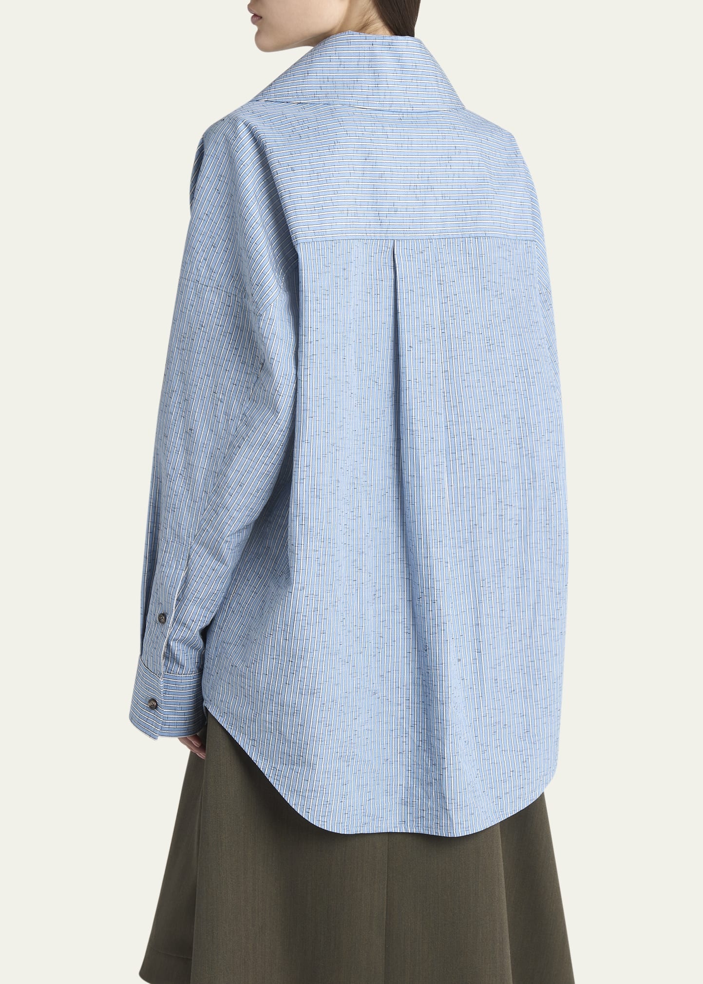 Stripe Irregular Cotton Linen Shirt - 3