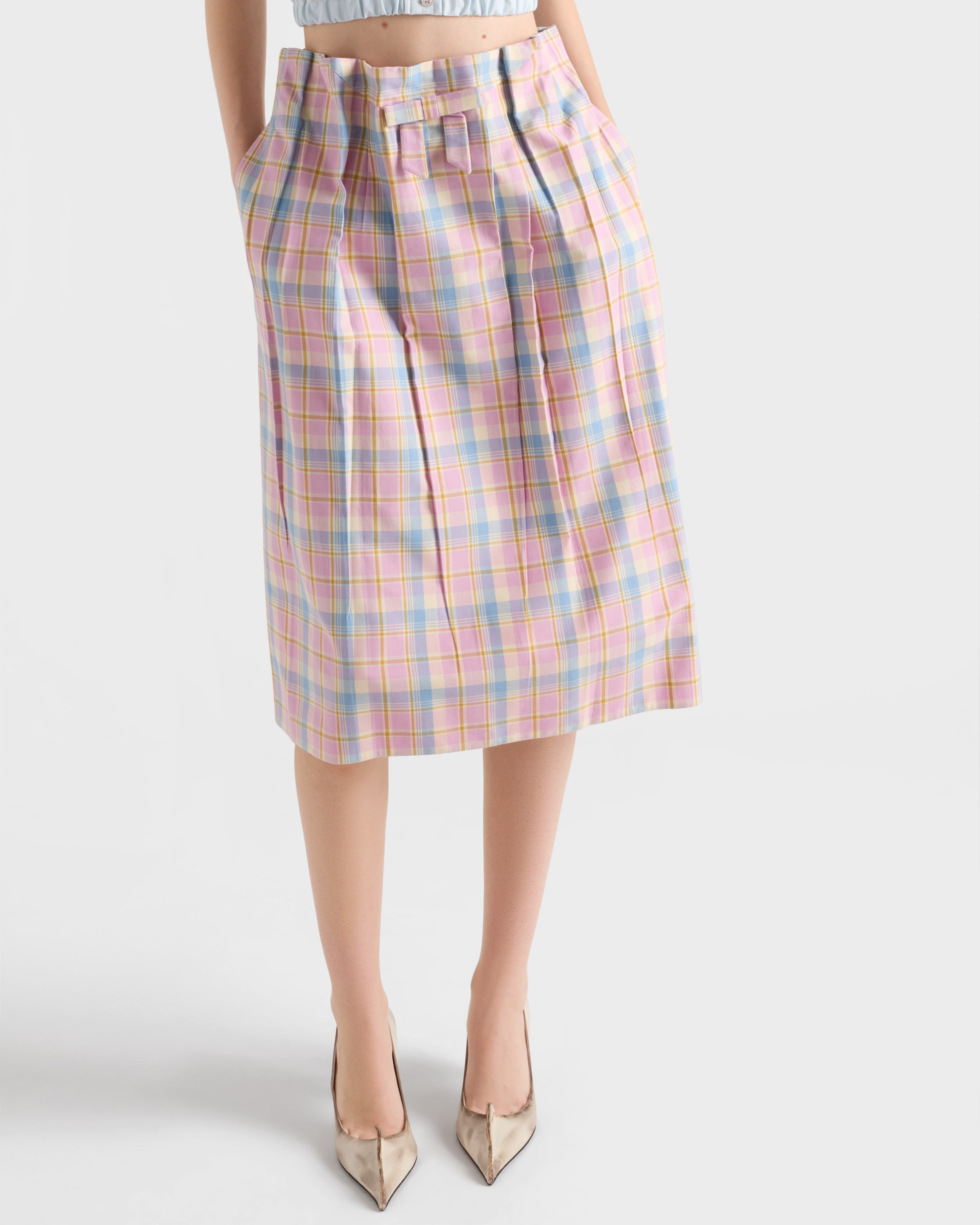 Checked cotton midi skirt - 3