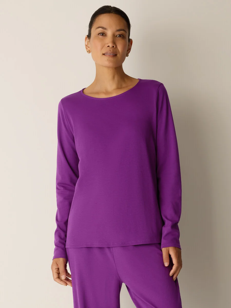 Organic Cotton Interlock Crew Neck Sleep Top - 1
