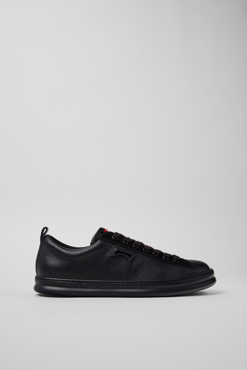 Black Leather and Nubuck Sneakers for Men. 1