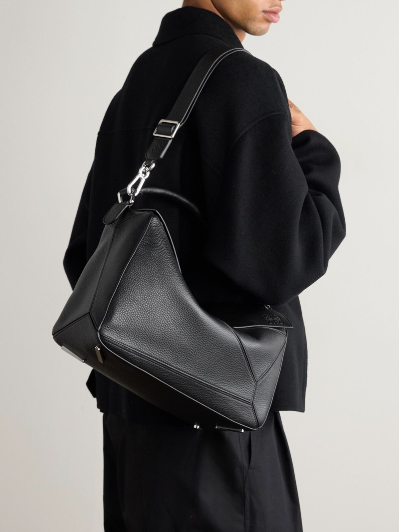 Loewe Puzzle Edge Large Logo-Debossed Full-Grain Leather Messenger Bag Black outlook