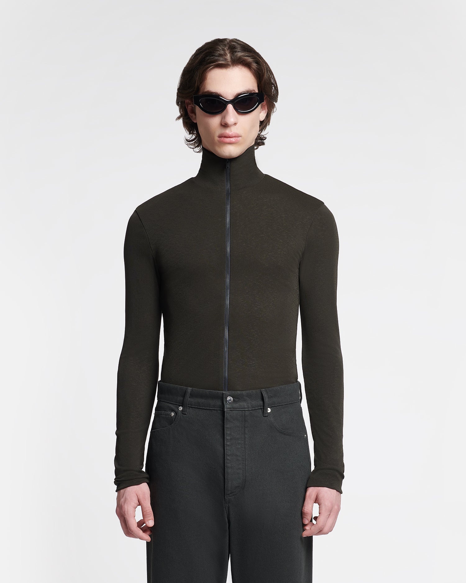 Mesh-Jersey Turtleneck Top - 2