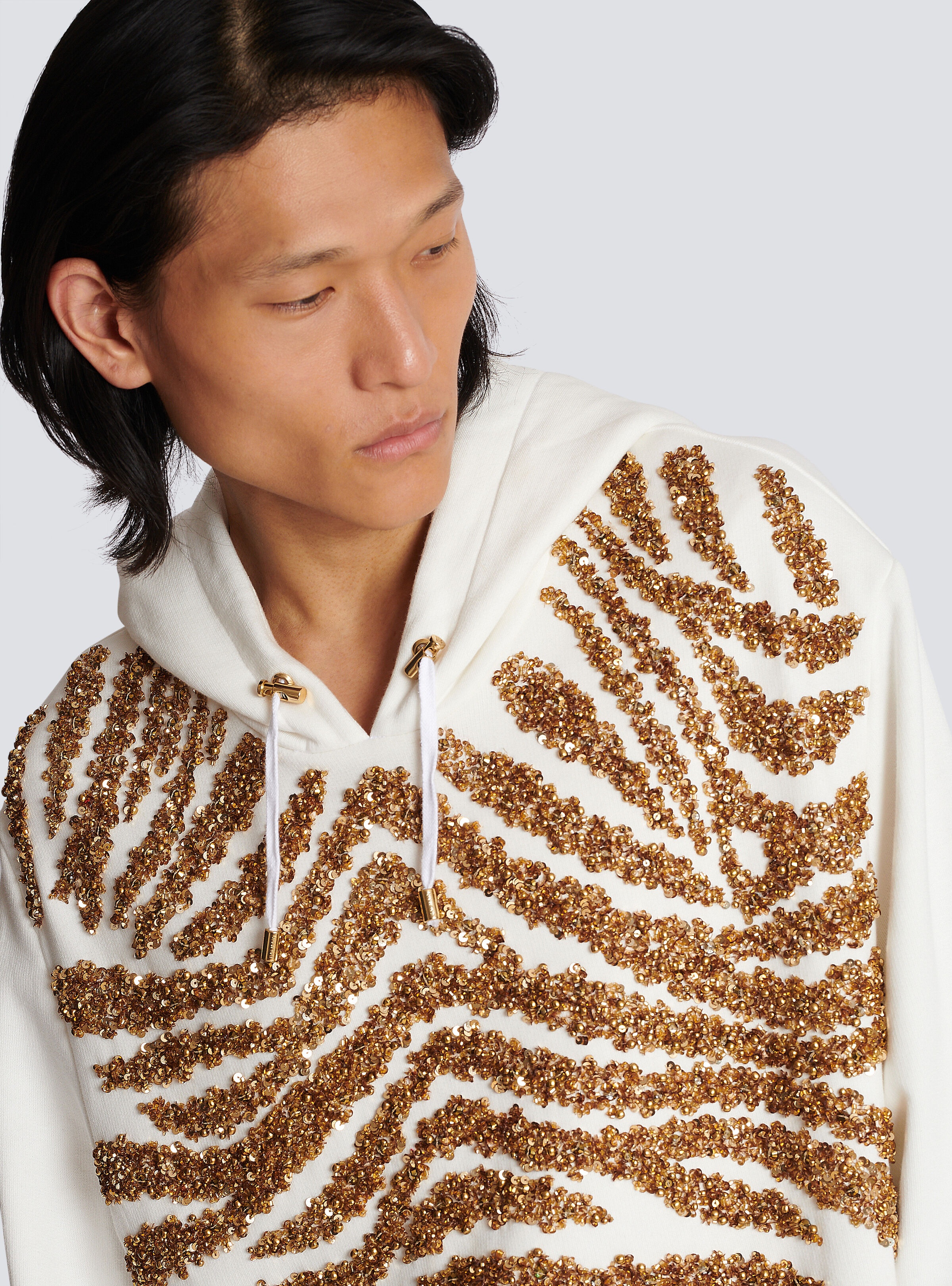 Hoodie with embroidered zebra stripes - 7