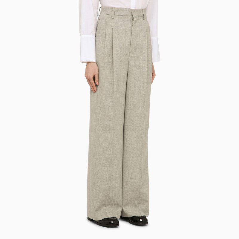 Ami Paris Light Grey Wool Trousers Women - 3