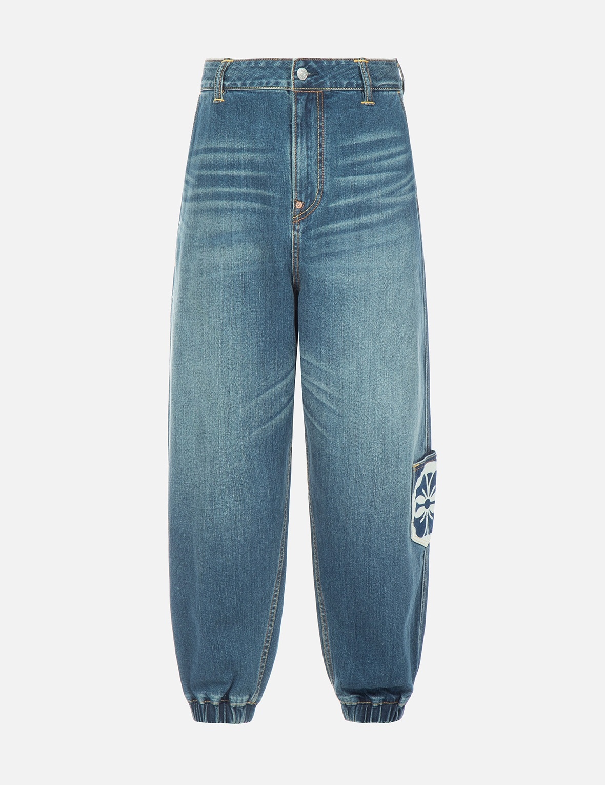 MULTI-POCKET WASHED DENIM JOGGERS - 1