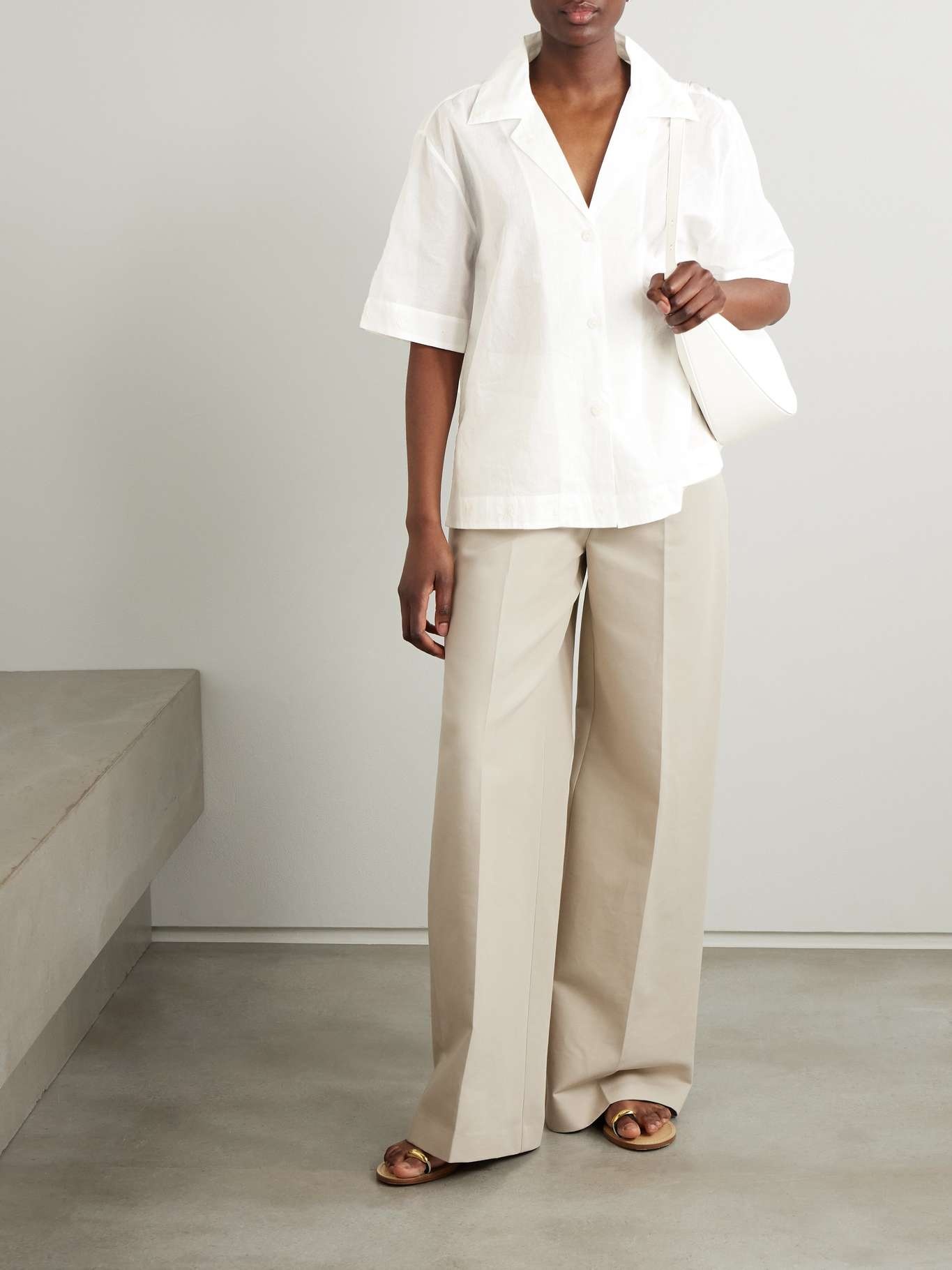 Embroidered silk-organza shirt Off-white - 2
