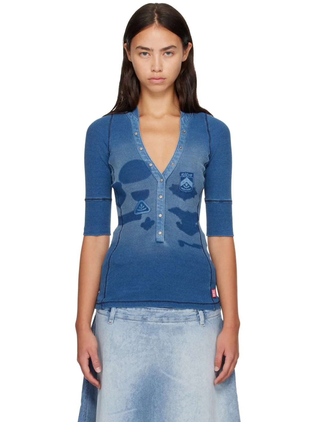 Blue Shadow-Patch Henley - 1