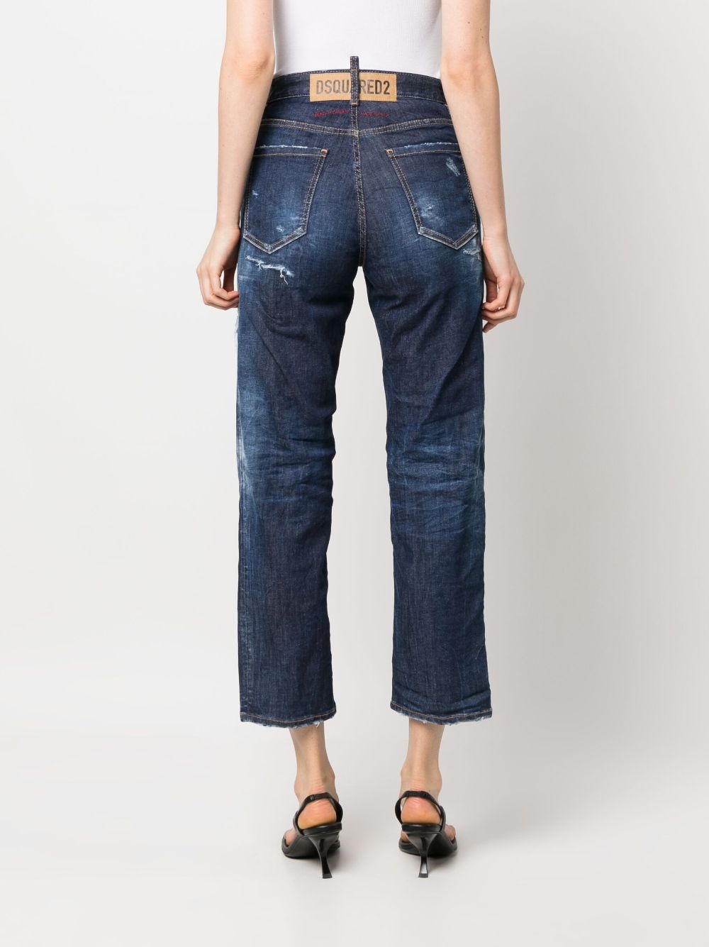 distressed-effect high-waisted jeans - 4