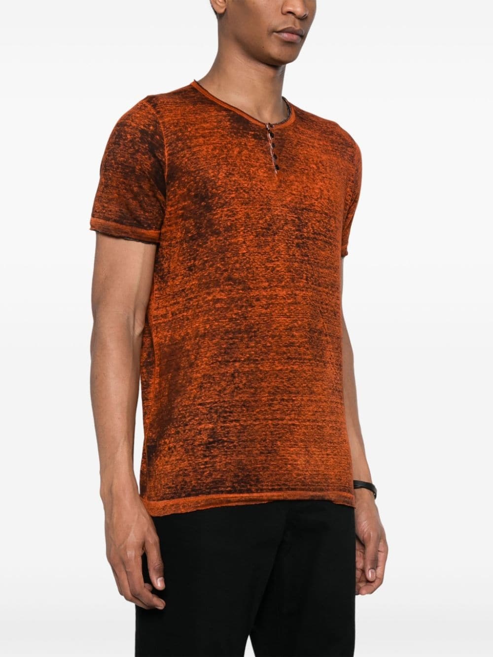 abstract-print linen T-shirt - 3