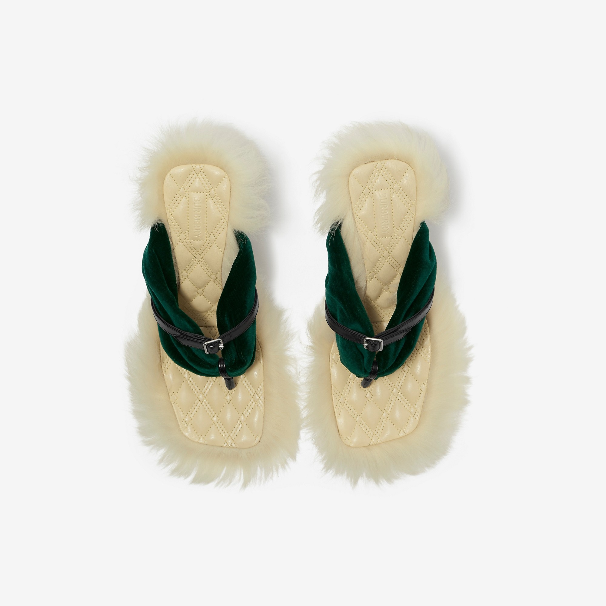 Shearling Step Post Sandals - 4