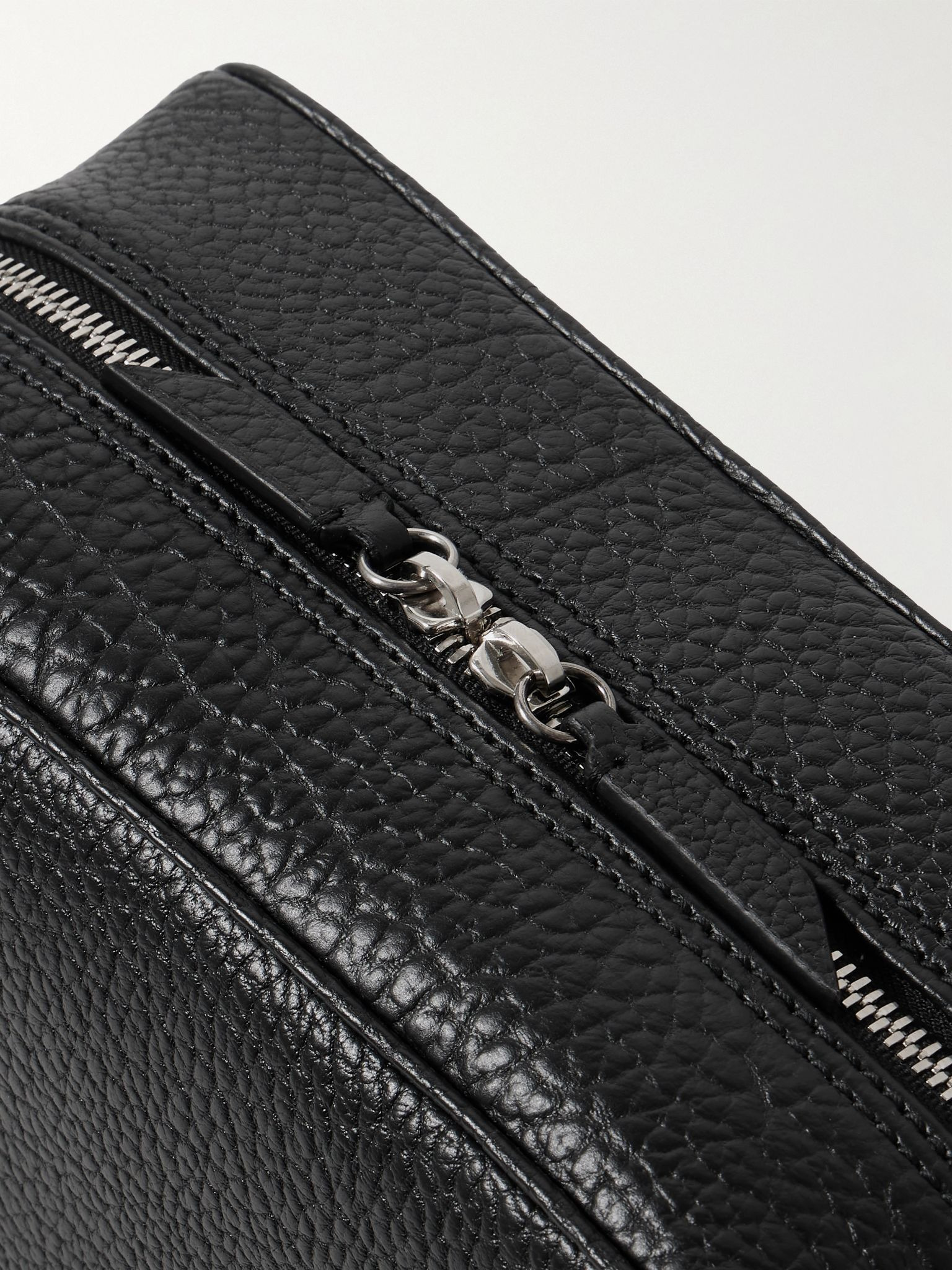 Full-Grain Leather Wash Bag Black - 3