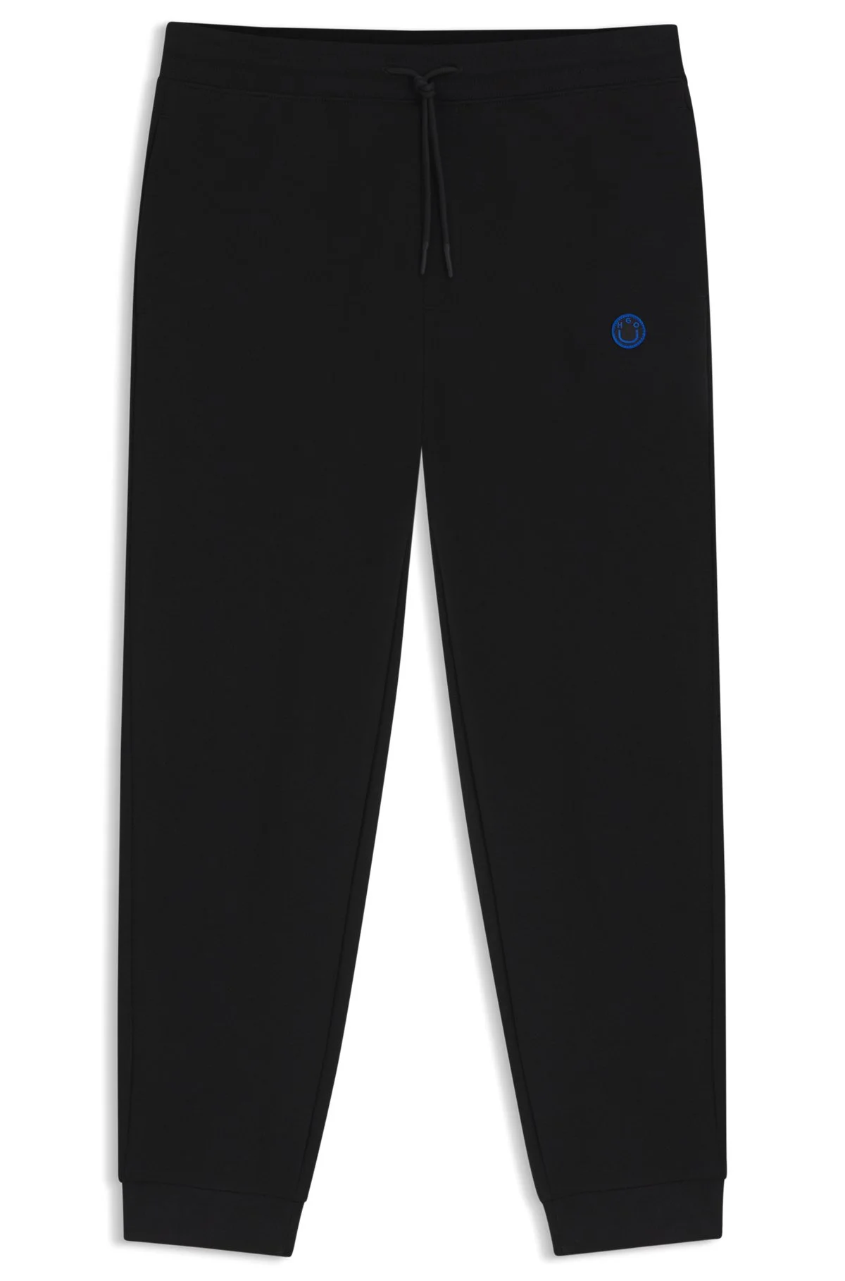COTTON-TERRY TRACKSUIT BOTTOMS WITH HAPPY HUGO LOGO PATCH - 1