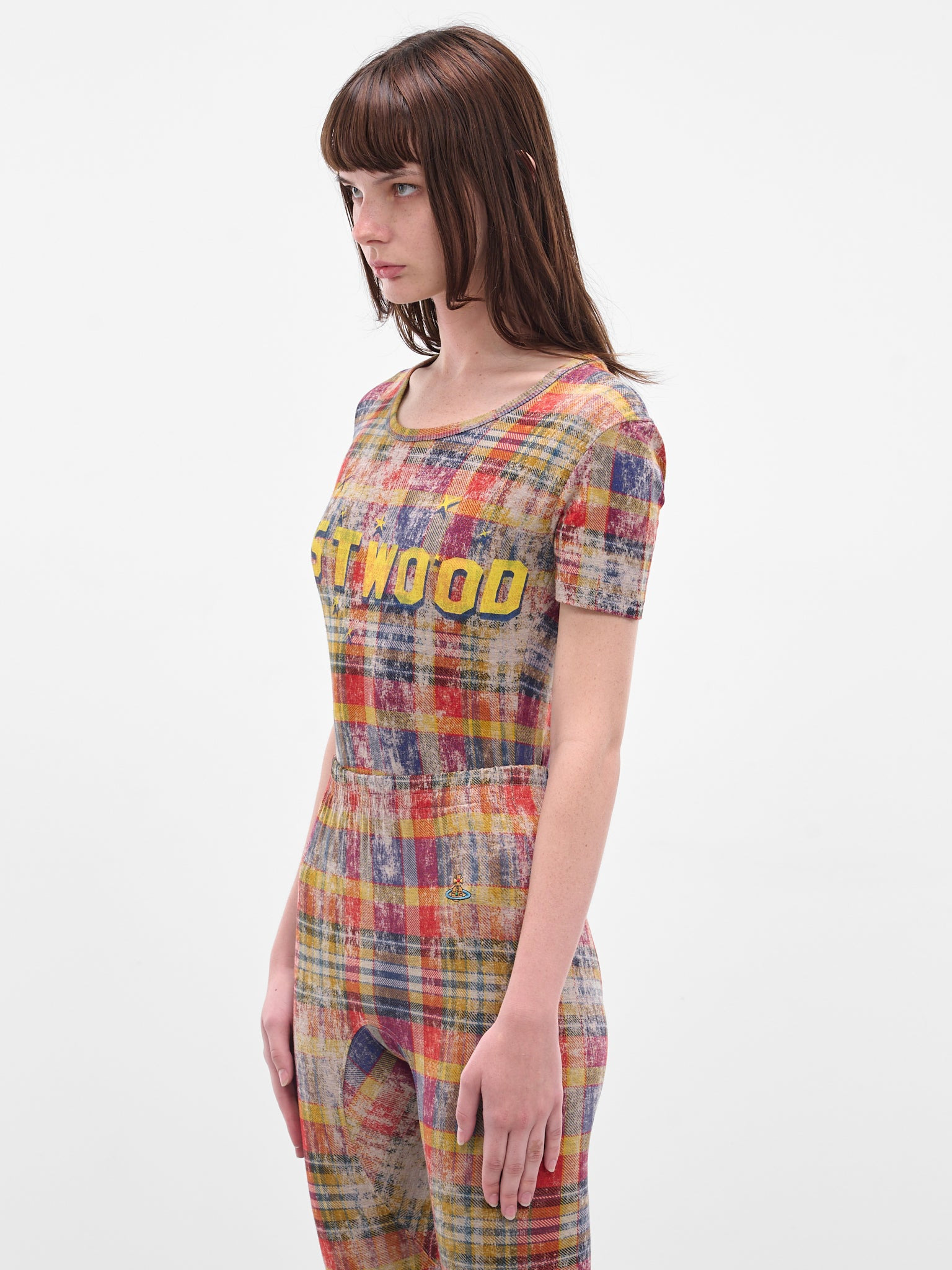 Red Distressed Tartan Peru Tee - 2