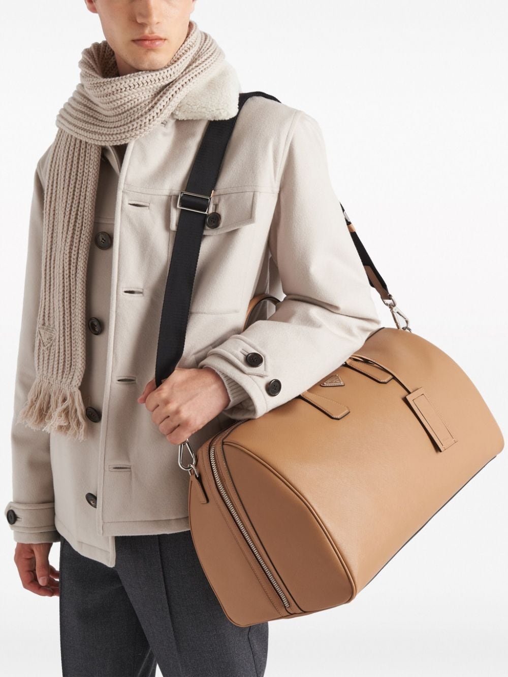 triangle-logo leather bag - 3
