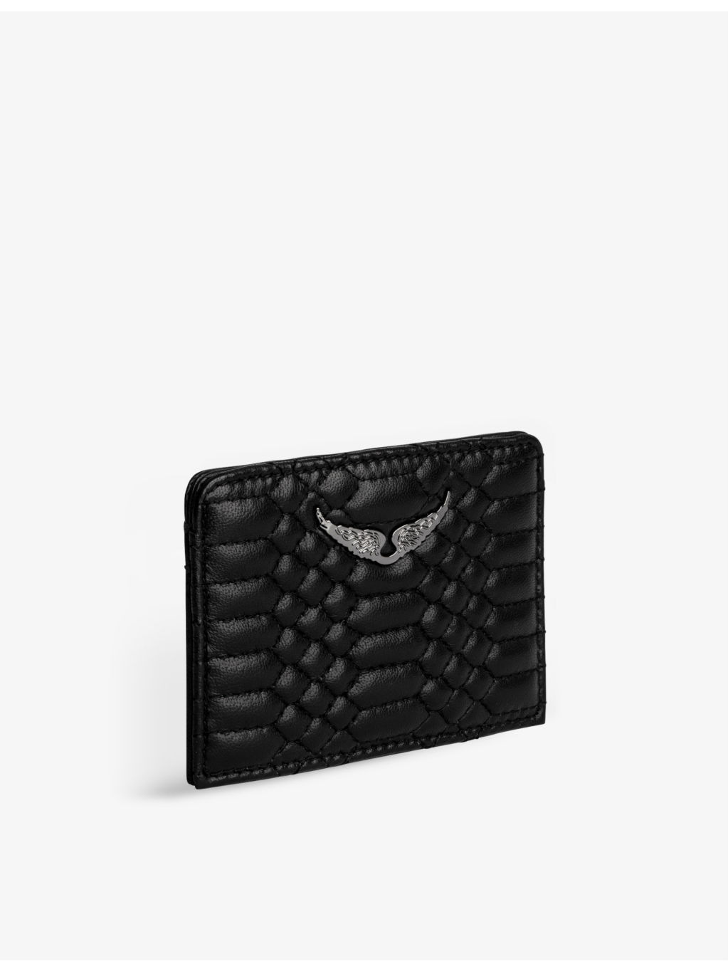 Quilted-leather emblem-detail card holder - 3