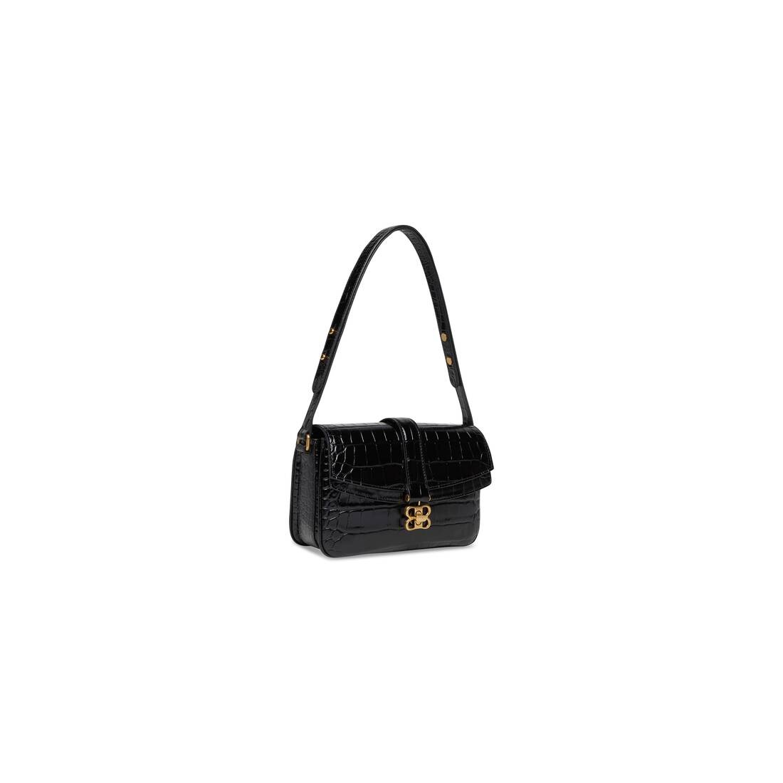Women's Lady Small Flap Bag Crocodile Embossed  in Black - 4
