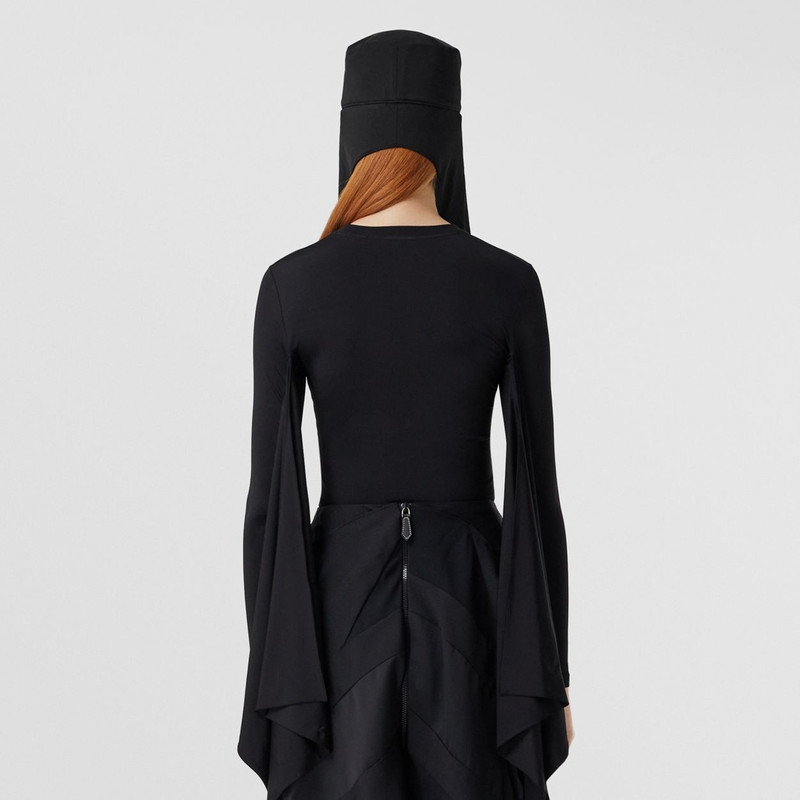 Exaggerated Panel Long-sleeve Stretch Jersey Top 4