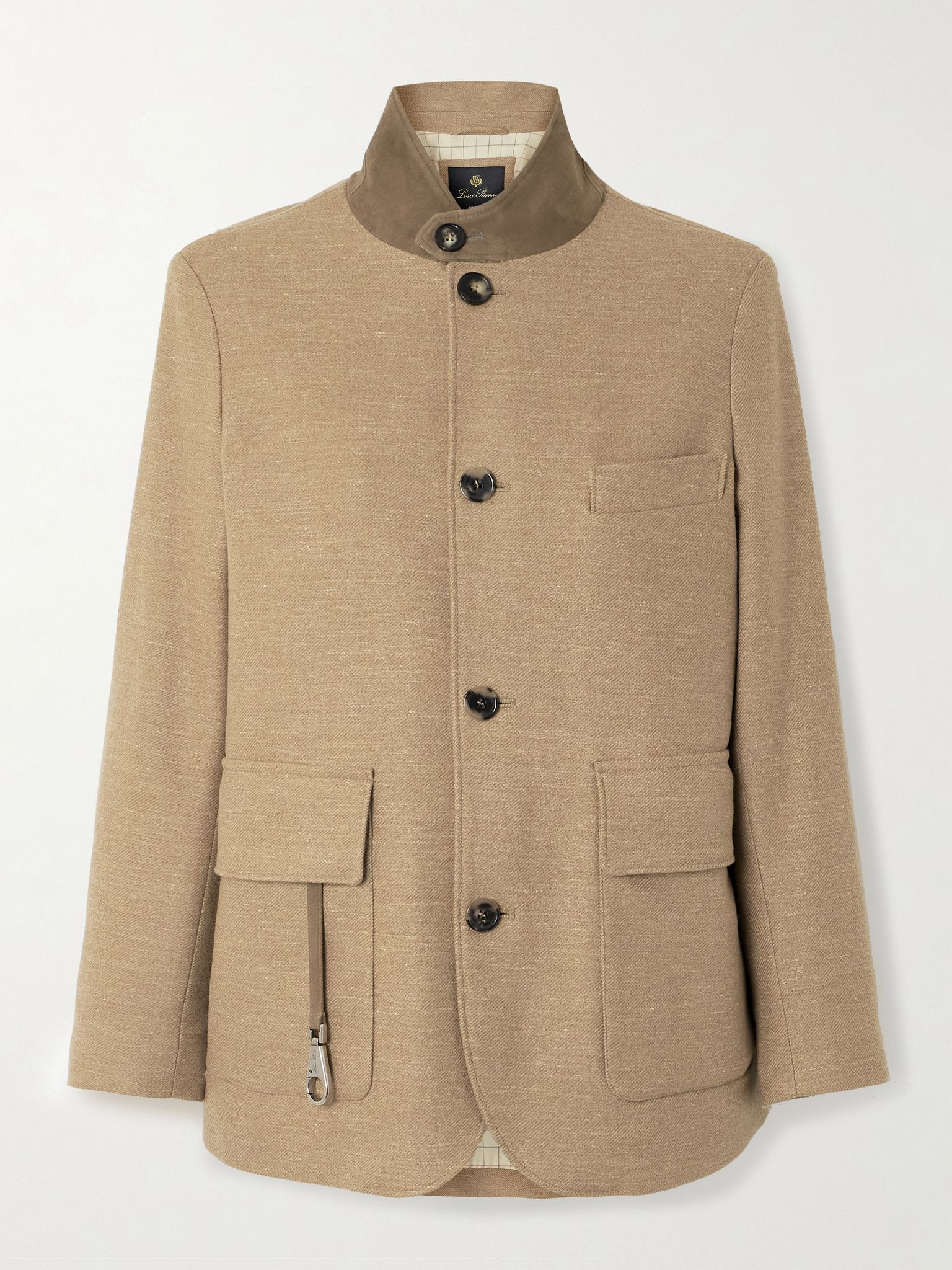 Roadster suede-trimmed cotton-twill jacket Sand - 1