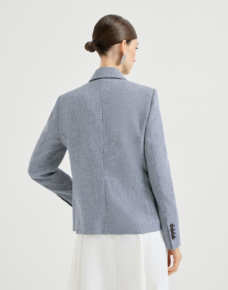 Linen and cotton houndstooth blazer with monili 3