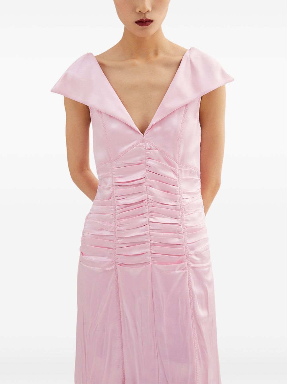 pleat-detail midi dress - 4