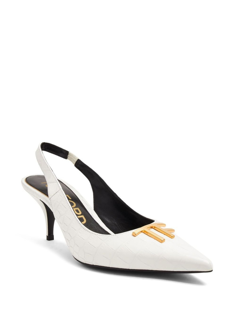 TOM FORD logo-lettering leather pumps outlook