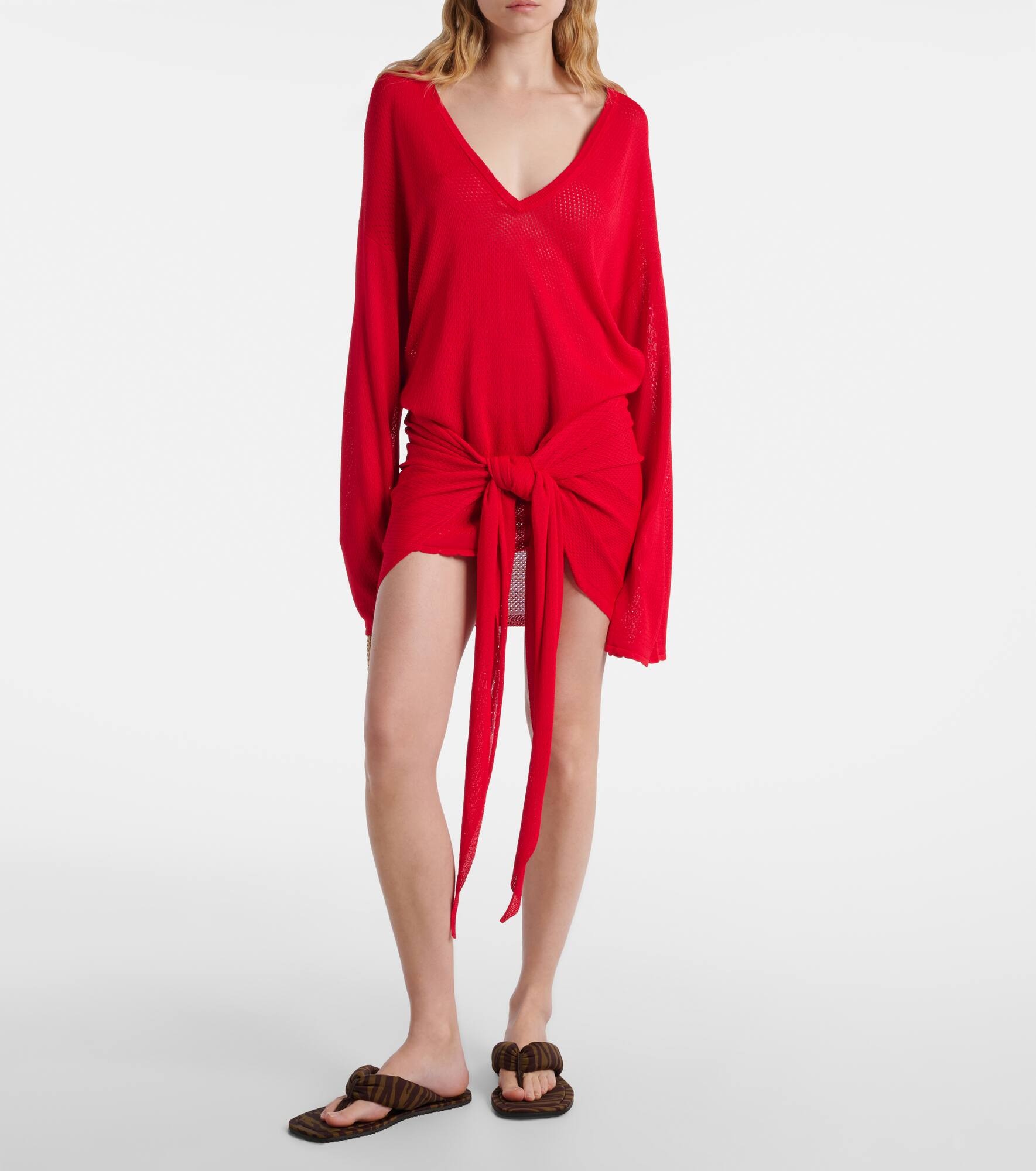 Gathered open-knit minidress - 2