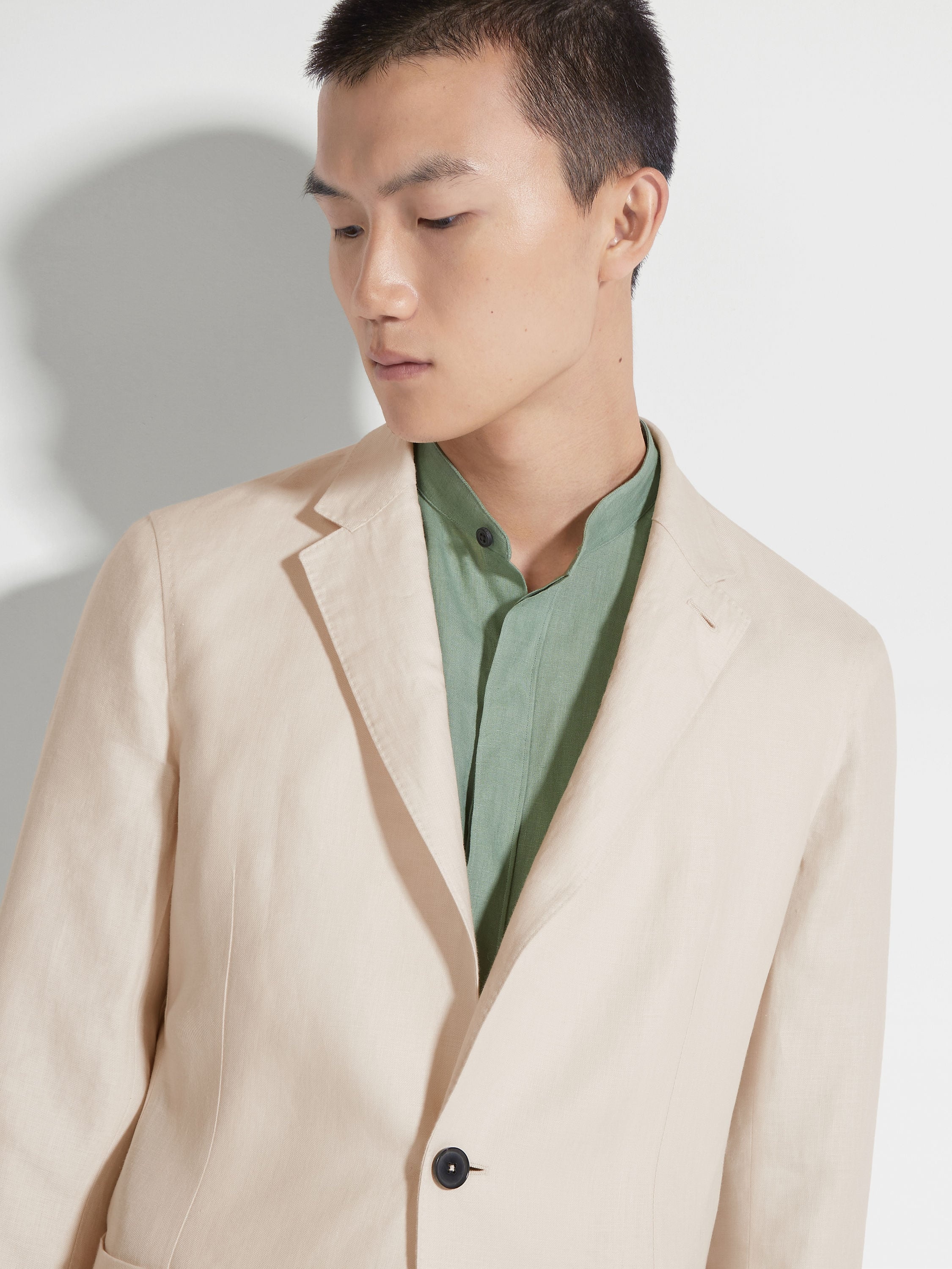 LIGHT BEIGE OASI LINO SHIRT JACKET - 3
