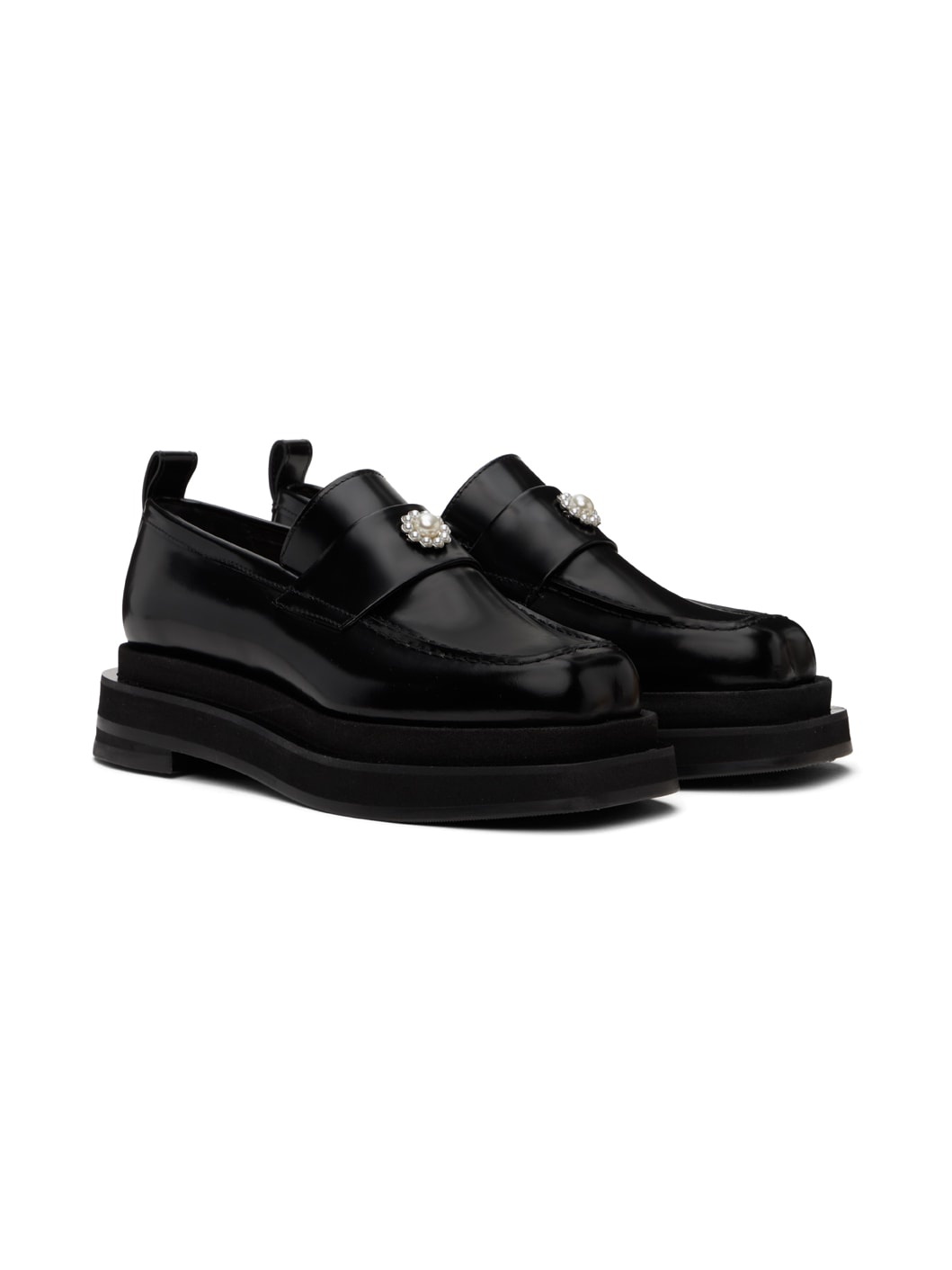 Black Heart Toe Platform Loafers - 4
