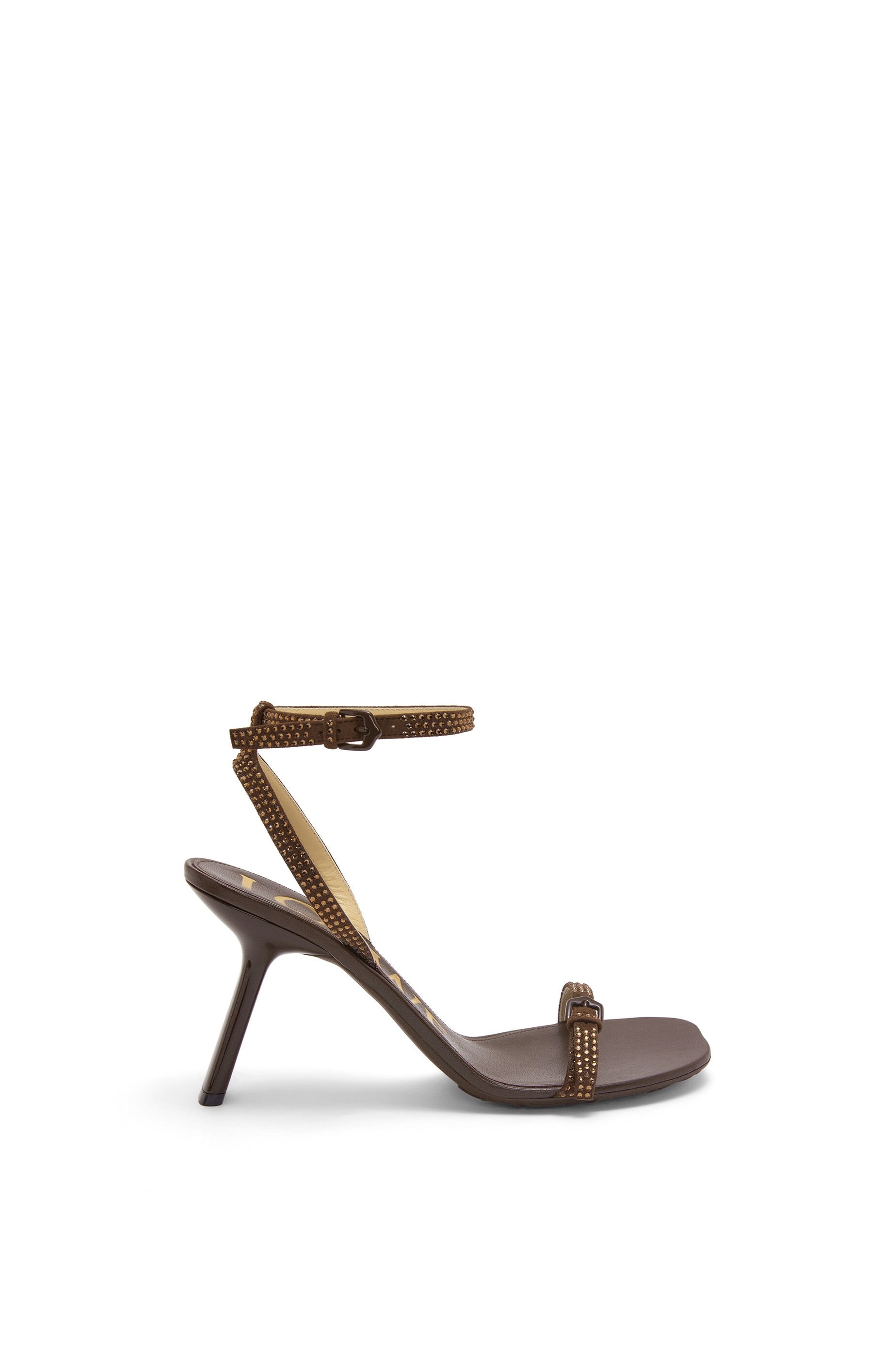 Petal sandal in suede and allover strass - 1