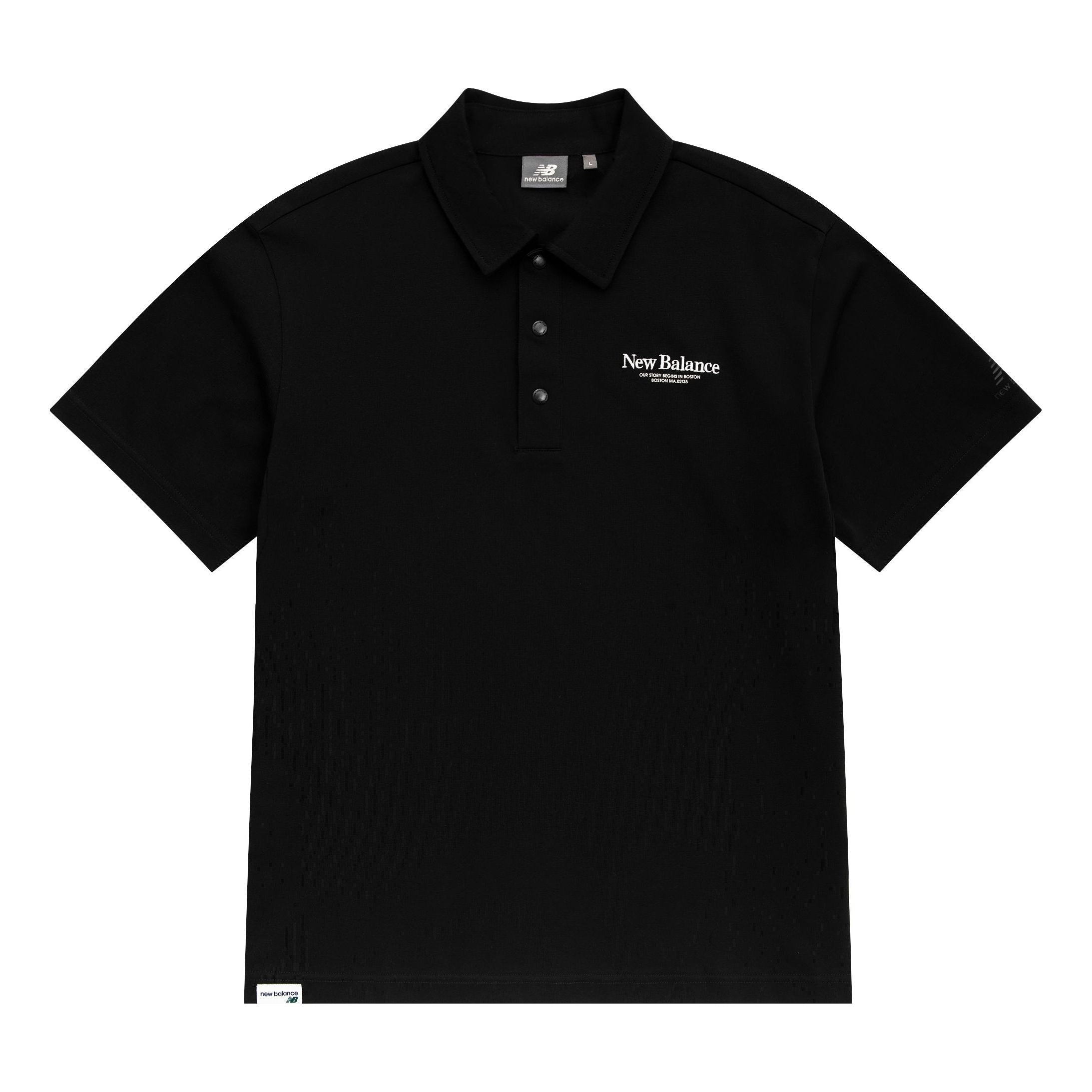 New Balance Logo Polo Tee 'Black White' 5FD24193-BK - 2