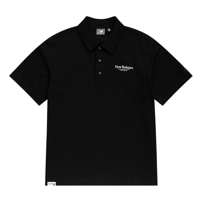 New Balance New Balance Logo Polo Tee 'Black White' 5FD24193-BK outlook