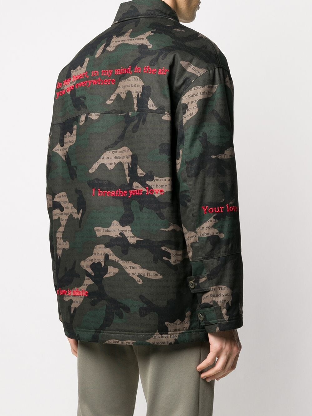 camouflage print text detail jacket - 4