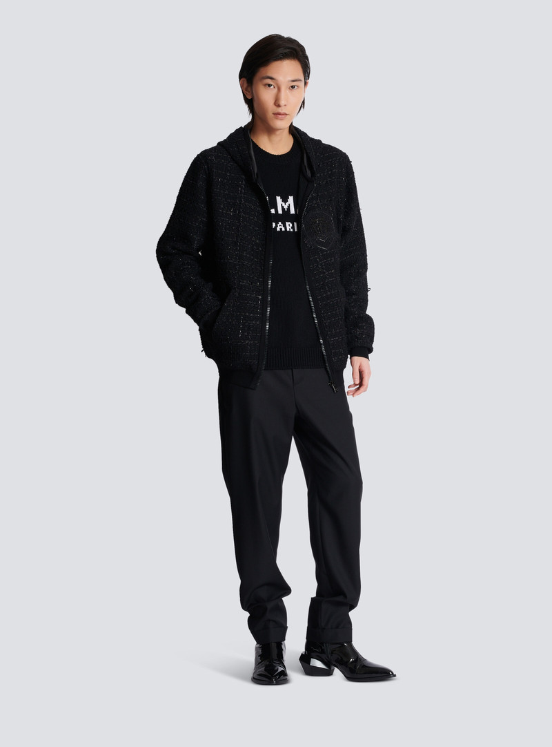 Balmain Tweed hooded jacket outlook