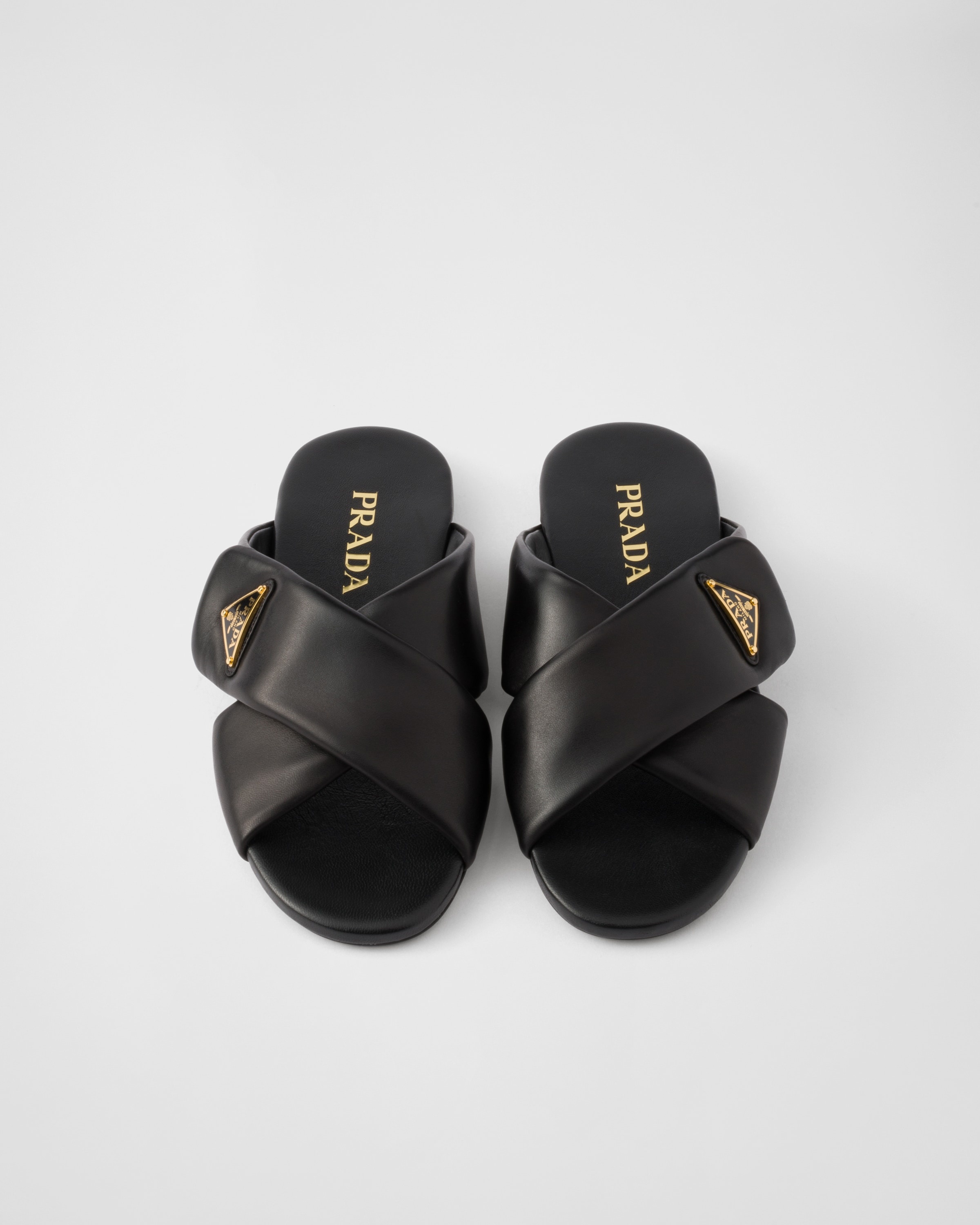 Padded nappa leather slides - 3