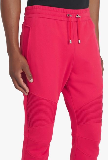 Red eco-designed cotton sweatpants with black Balmain logo print - 9