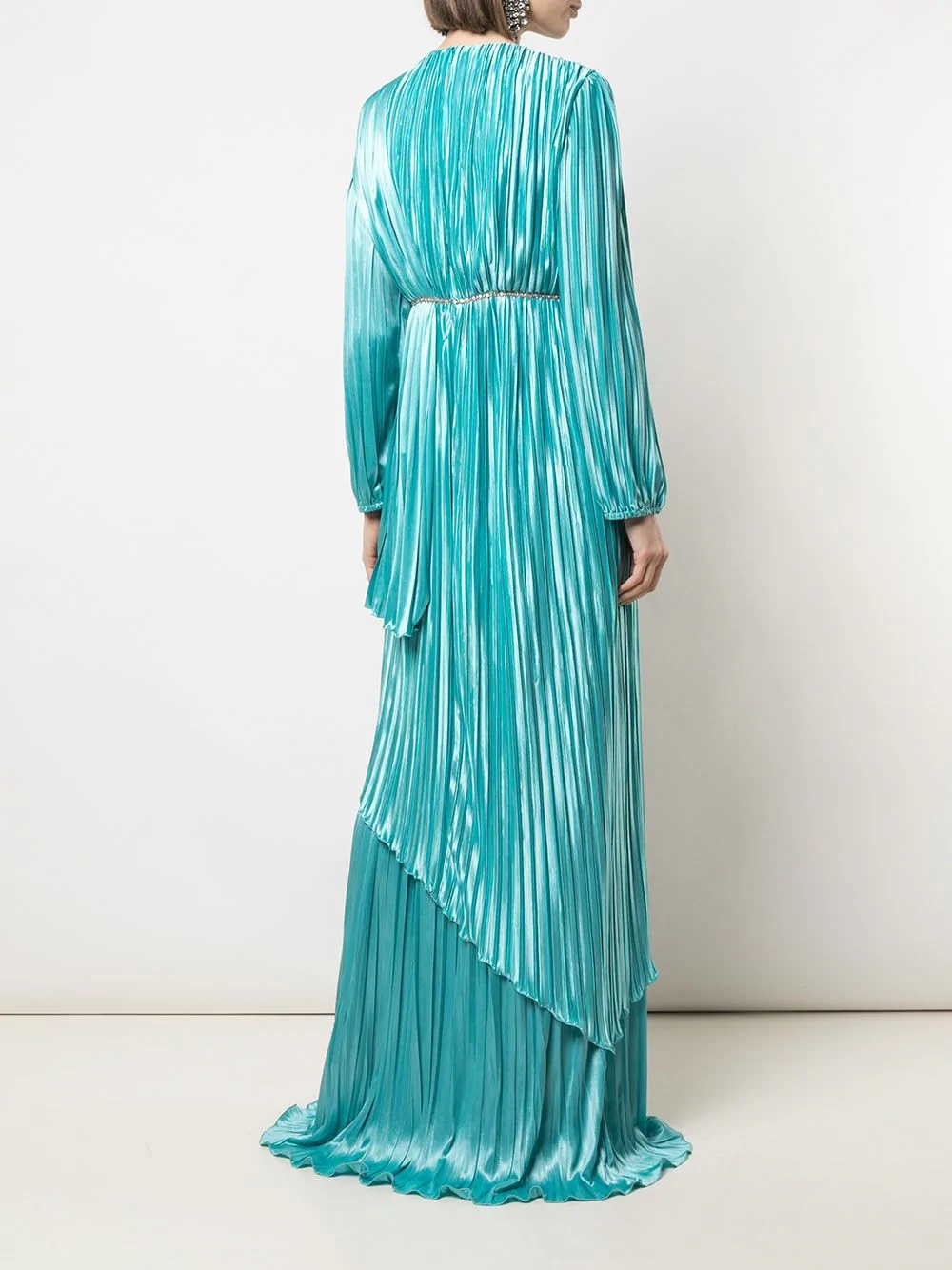 crystal-embellished draped pleated dress - 4