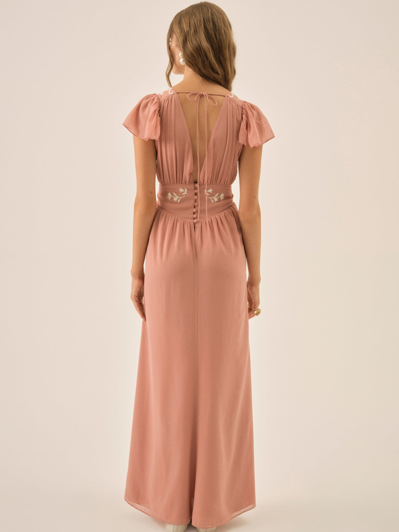 For Love & Lemons Emmie Chiffon Maxi Dress outlook