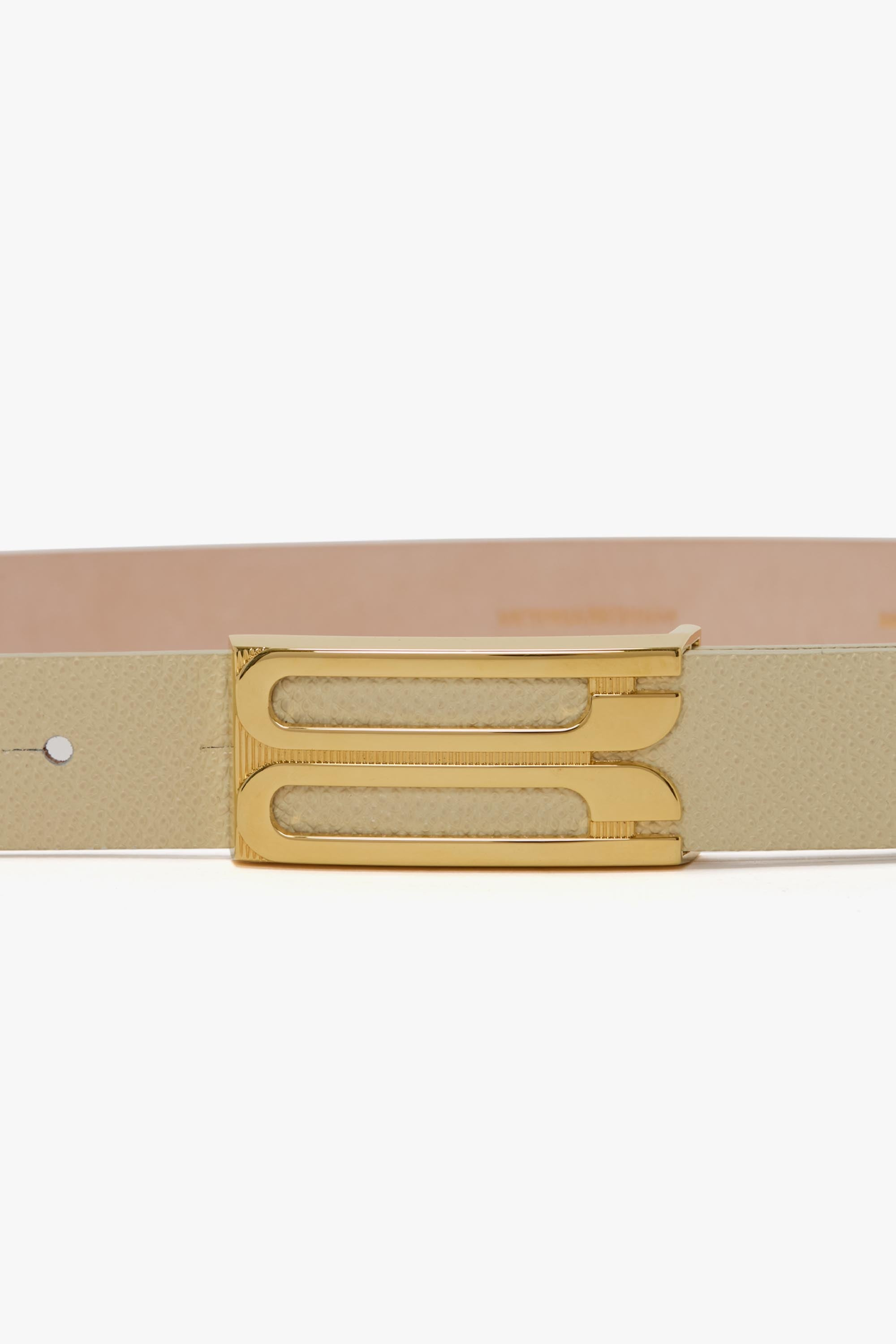 Frame Belt In Ivory Grained Leather - 3