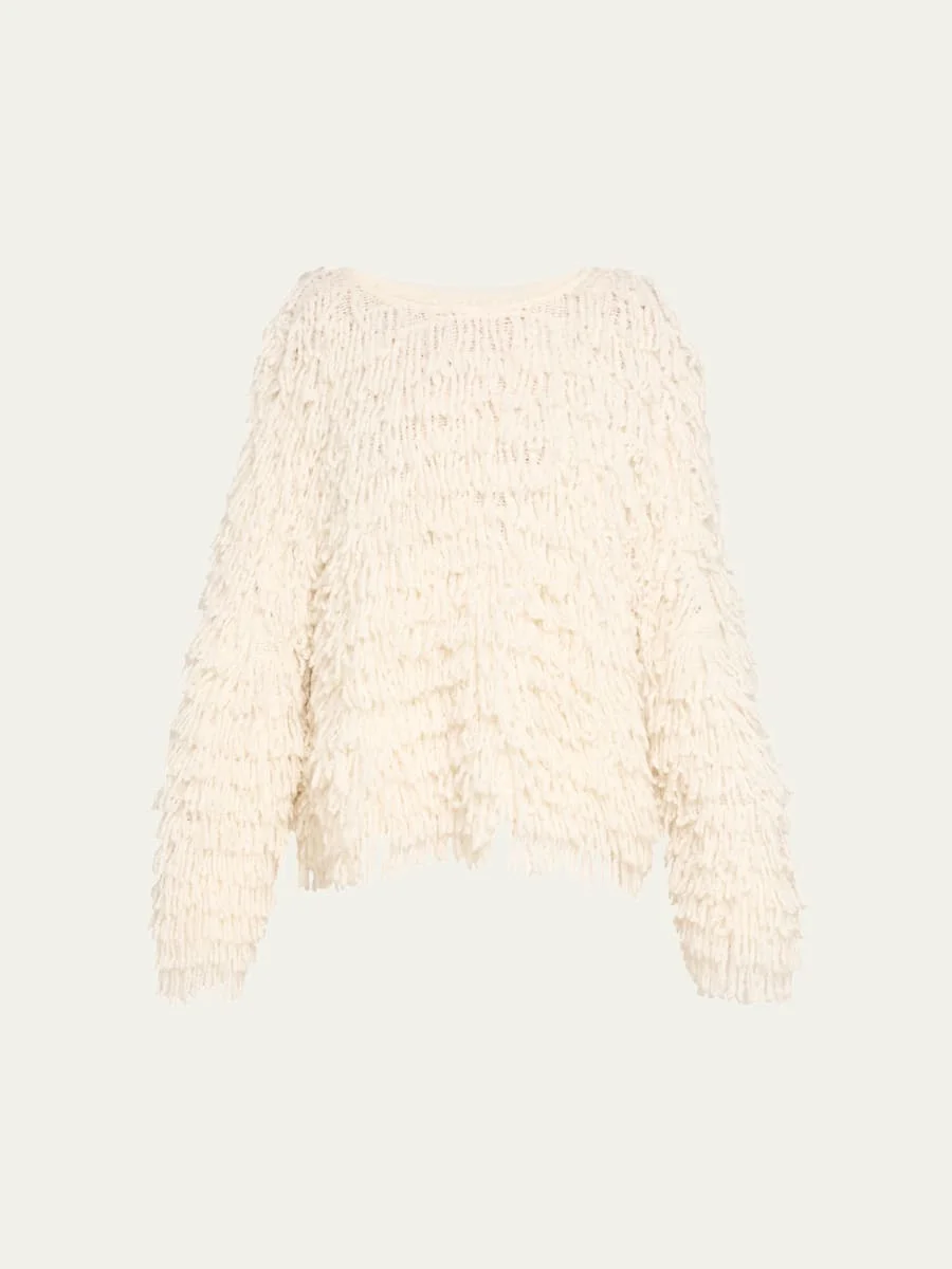 Gabin Fringed Knit Crewneck Sweater - 1
