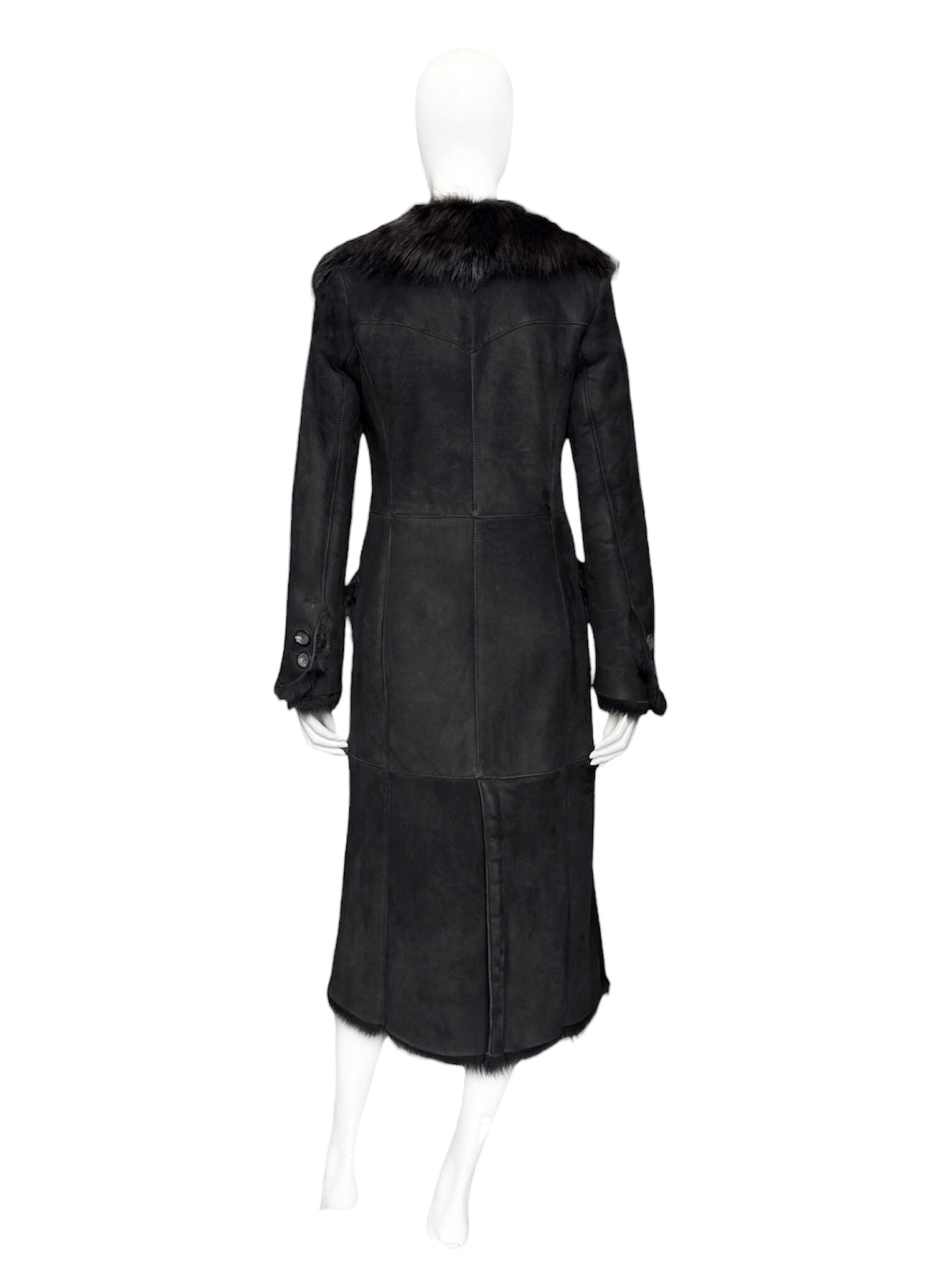 Gucci Fall 1996 Tom Ford Kate Moss Double-Breasted Long Shearling Coat 40 - 7