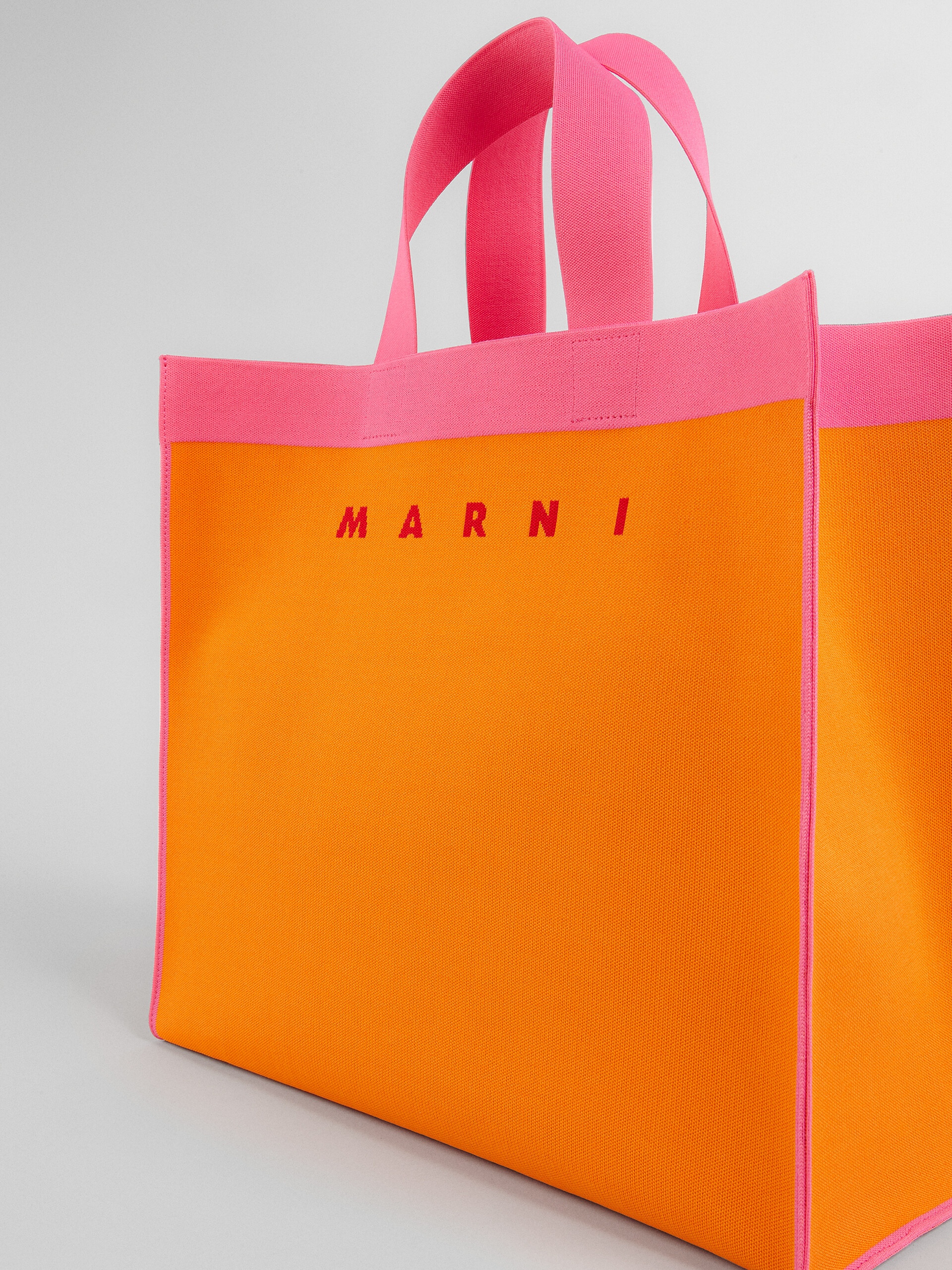 ORANGE AND PINK JACQUARD SHOPPING BAG - 2
