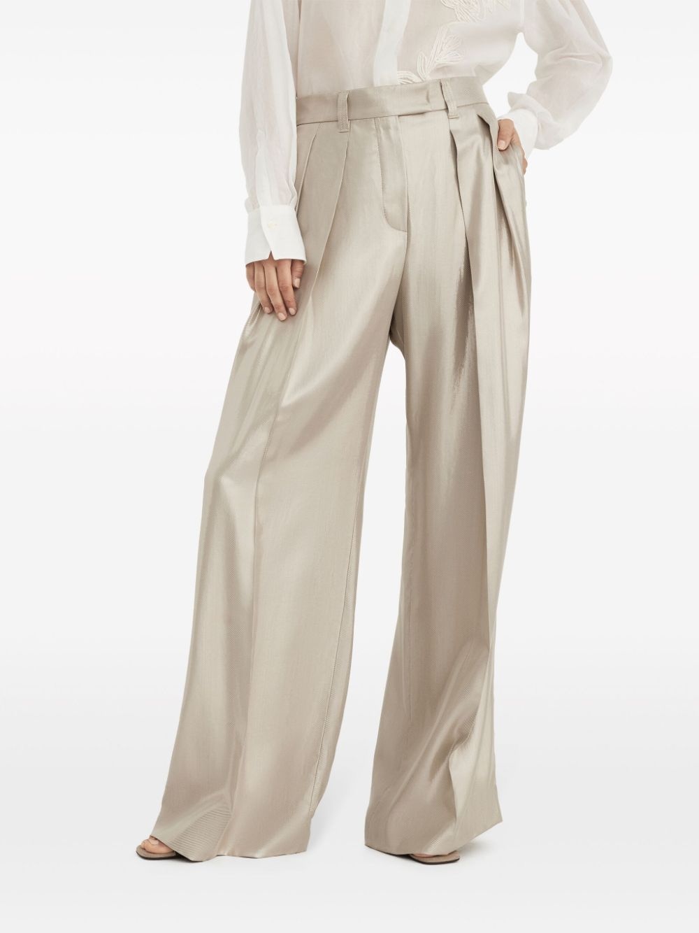 pleated wide-leg trousers - 3
